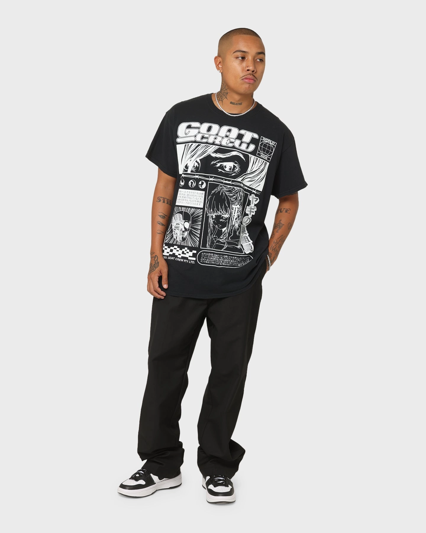Tear Resistant Goat Crew Harajuku Vintage T-Shirt Black Wash