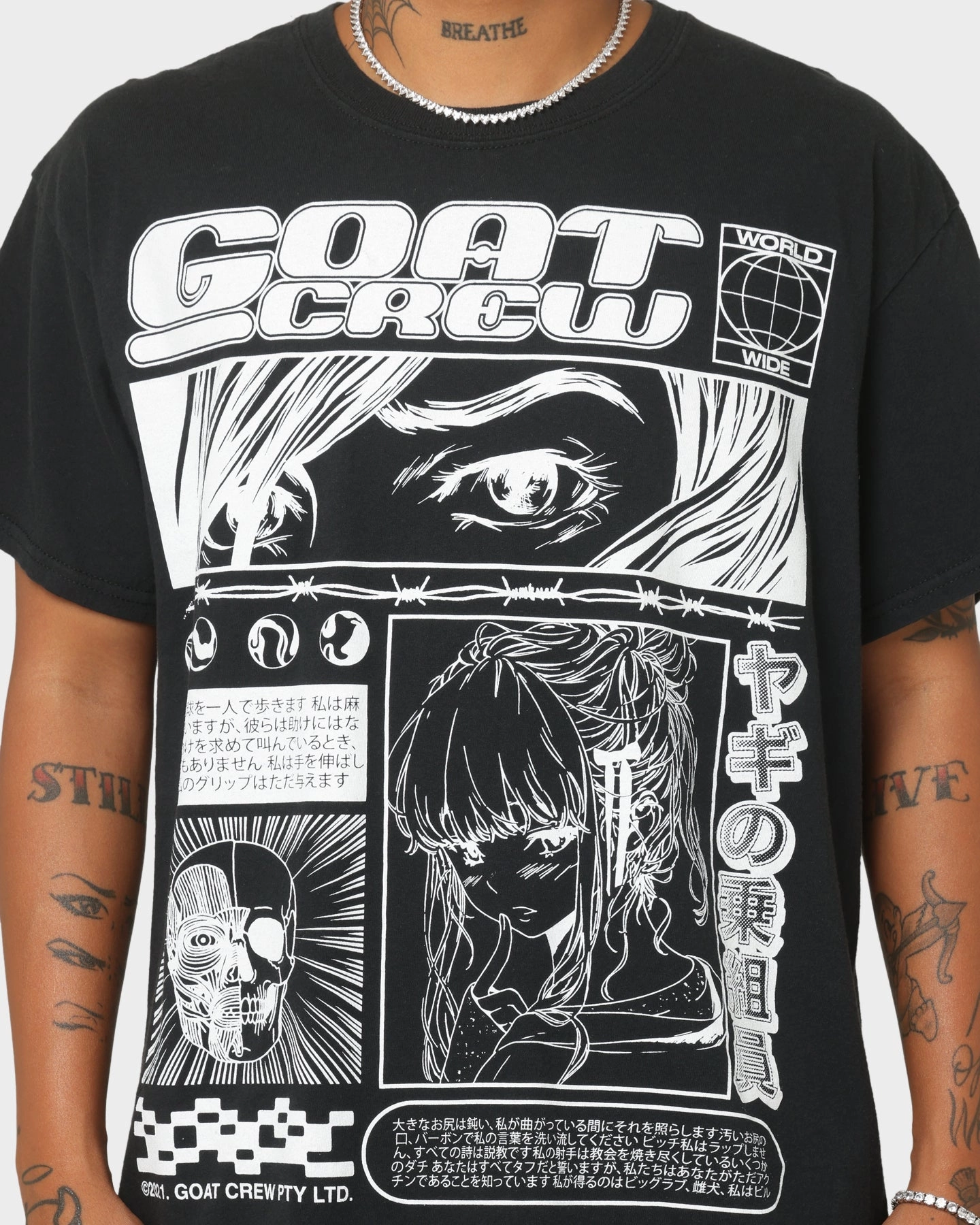 Vintage Look Goat Crew Harajuku Vintage T-Shirt Black Wash