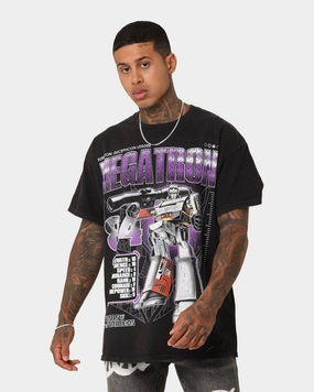 Goat Crew X Transformers Megatron Vintage T-Shirt Black Wash Vibrant Prints Boat Neck