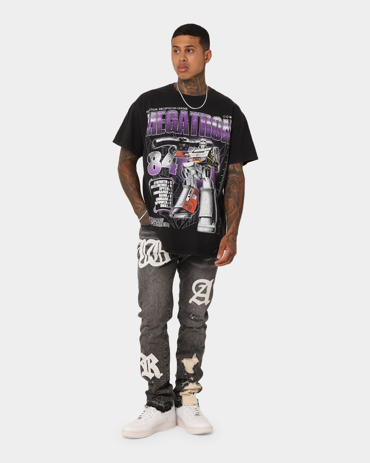 Stretchable Goat Crew X Transformers Megatron Vintage T-Shirt Black Wash