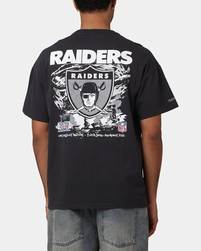 PreShrunkCotton Mitchell & Ness Las Vegas Raiders Flames T-Shirt Faded Black