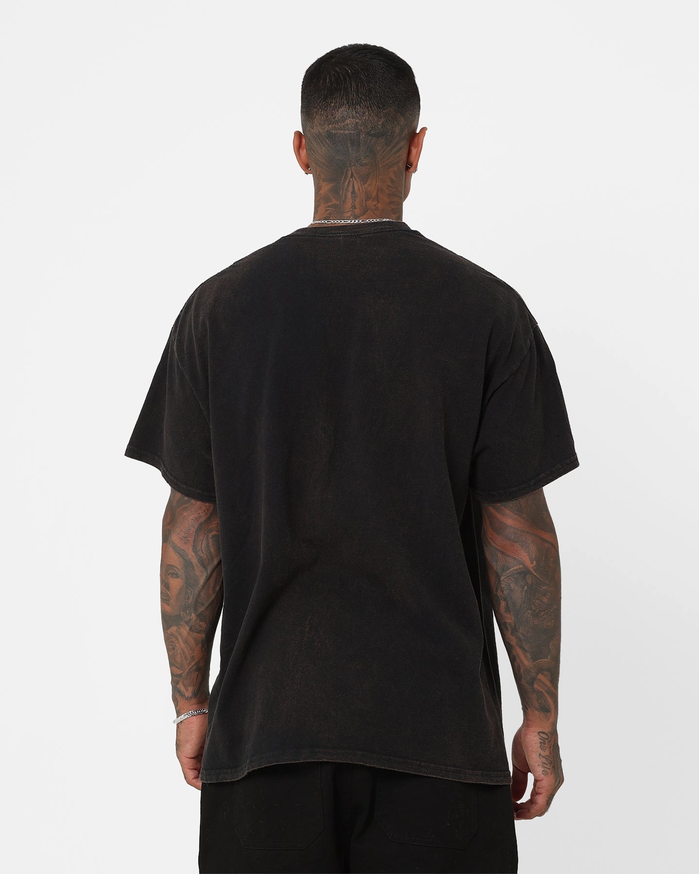 Goat Crew Capybara Vintage T-Shirt Black Wash Layered Shoulder Design Drip Dry Fabric