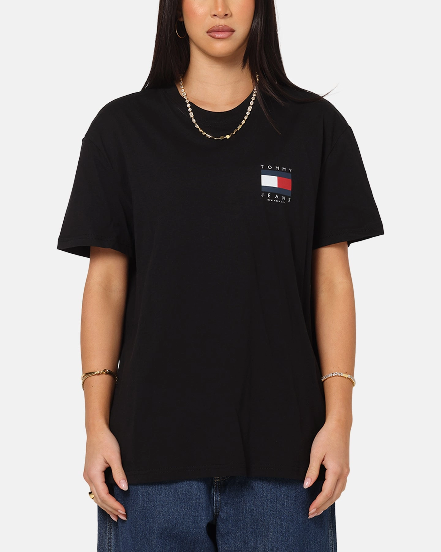 Tommy Jeans Regular Flag Graphic T-Shirt Black Relaxed Look