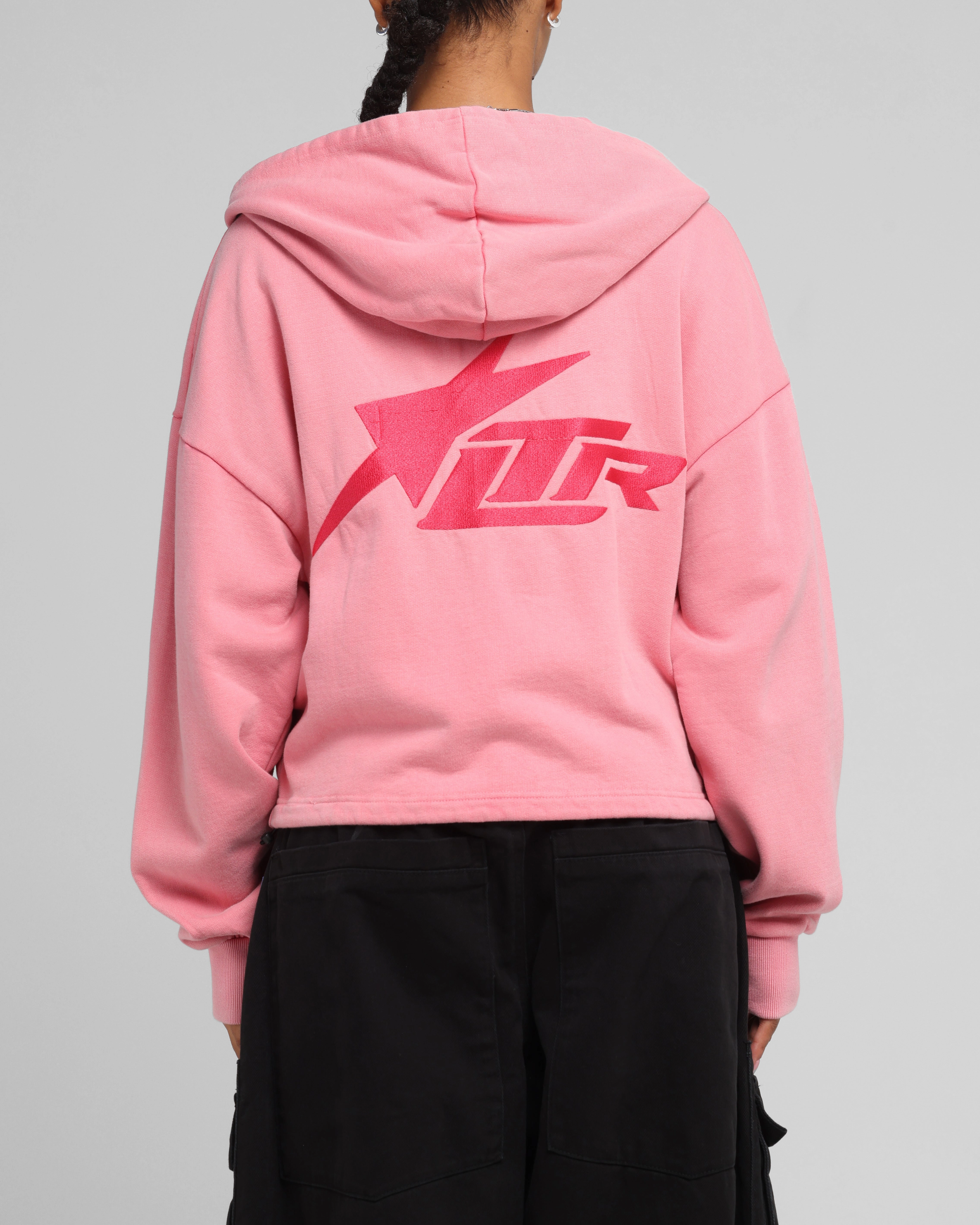 Loiter Women's Utility Cropped Hoodie Pink cloudy Unique