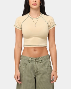 XXIII Women's Boiler Room Crop T-Shirt Tan Short sleeved breeziness sporty wear