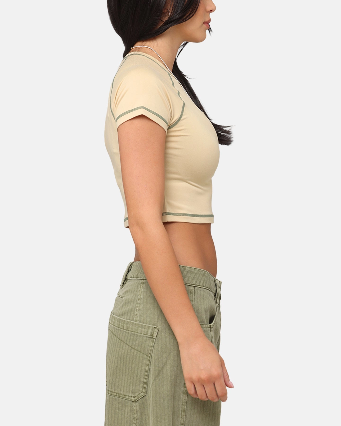 XXIII Women's Boiler Room Crop T-Shirt Tan Anti Pilling Treatment Minimal Comfort