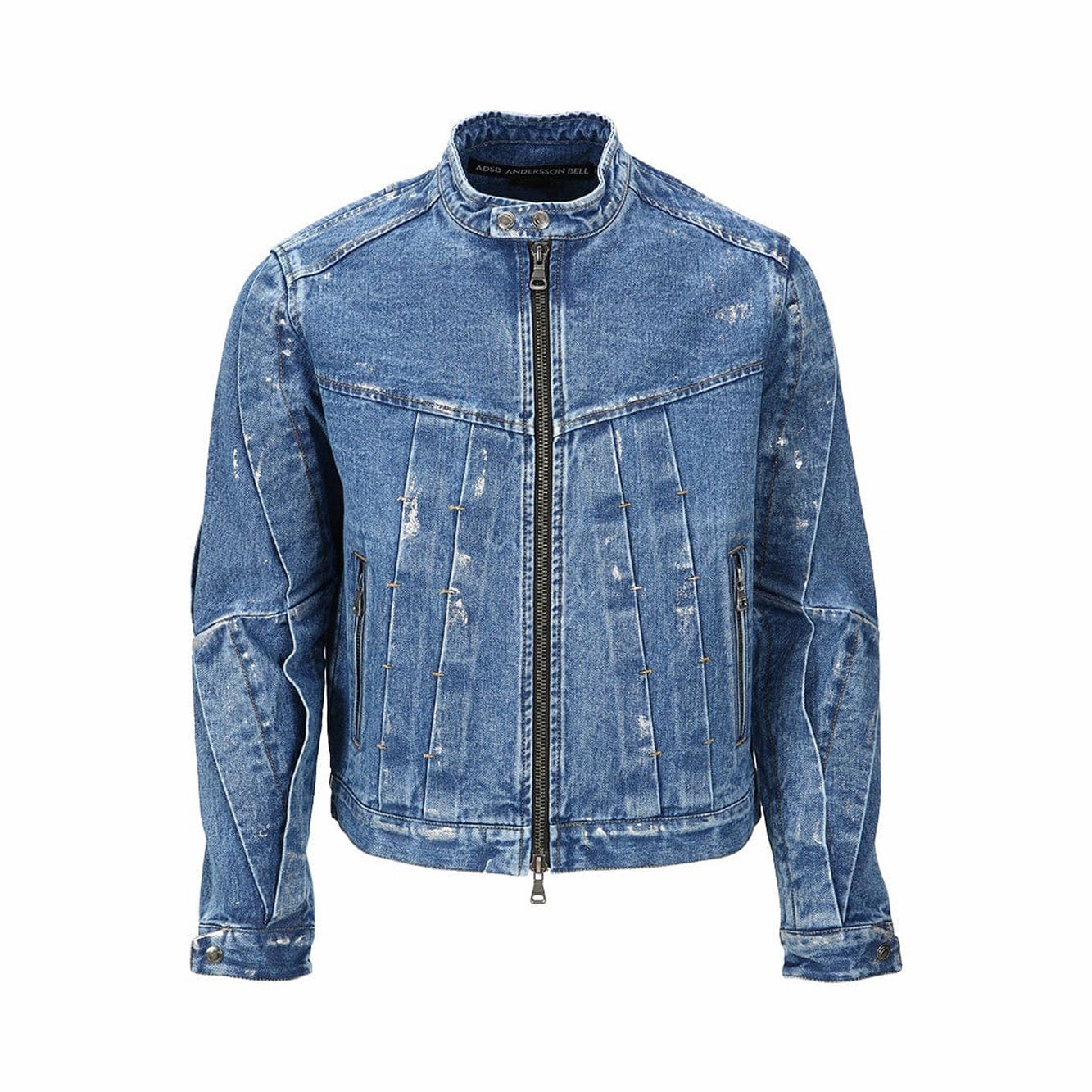 Andersson Bell Wax Coated Denim Motorcycle Jacket 'Blue' Bonded Zippers