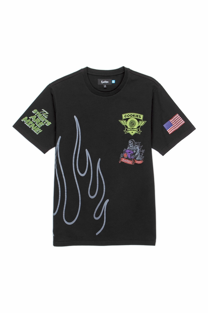 Cookies Outlaws Biker SS Knit Tee Layered Hem Detail