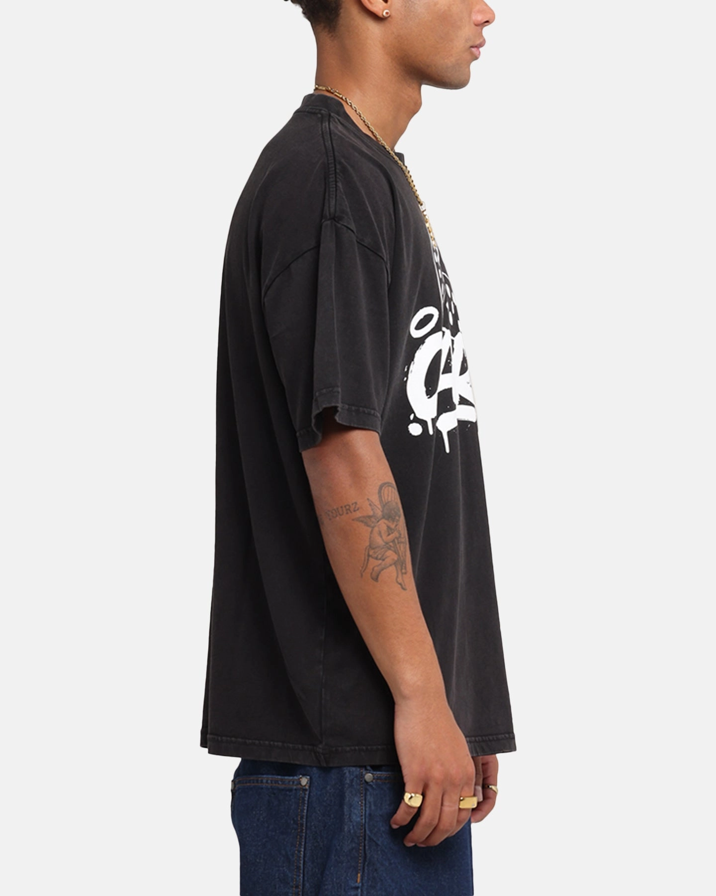 Carre Players Choice T-Shirt Black Acidwash Longline Hemline Stylish Essential