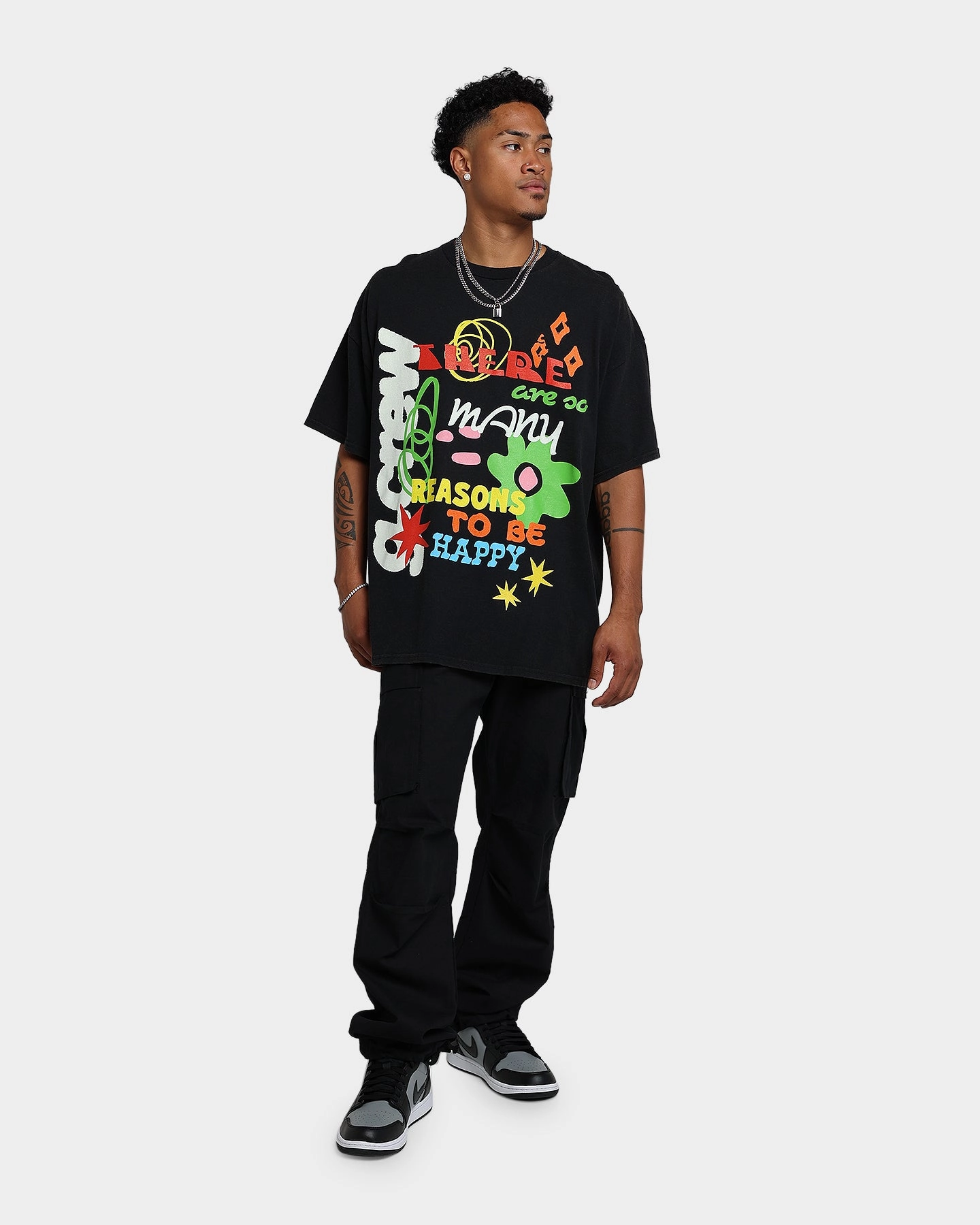 Perfect Comfort Wear Comfy Top Goat Crew Reasons To Be Happy Vintage T-Shirt Black Wash