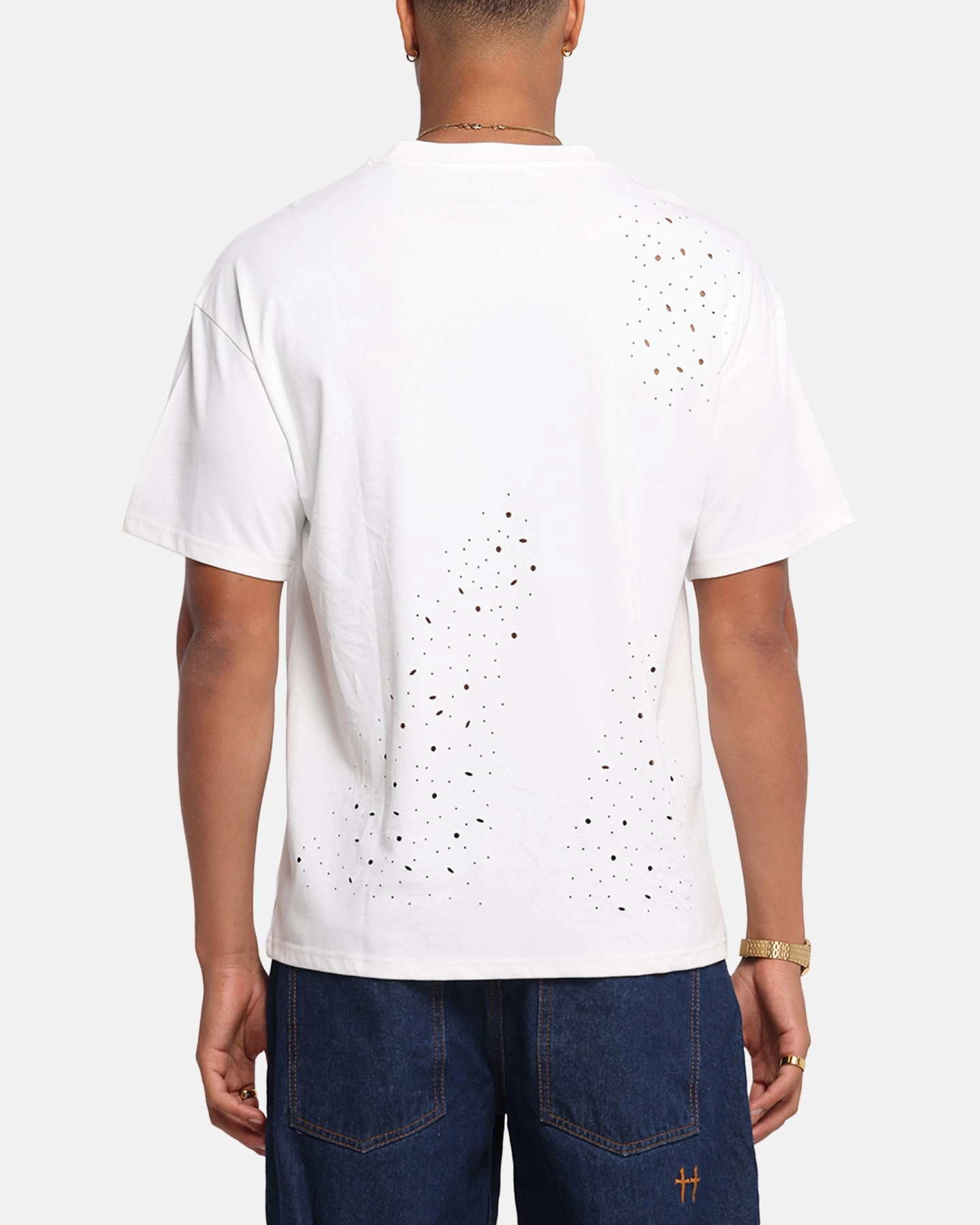 XXIII Distressed T-Shirt White Reinforced Shoulders High Density Weave