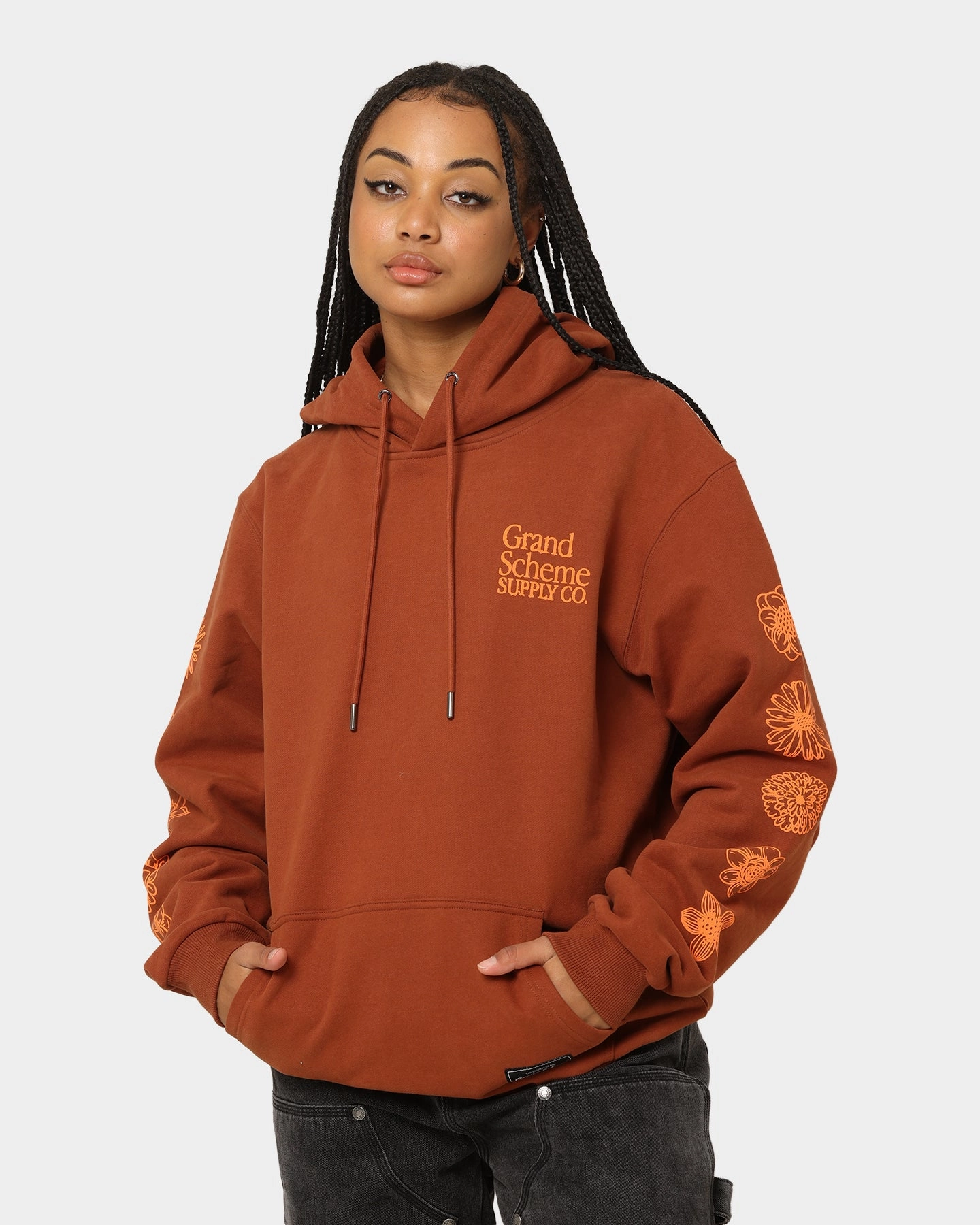 Button Closure Recycled Material Grand Scheme Always Good Hoodie Brown