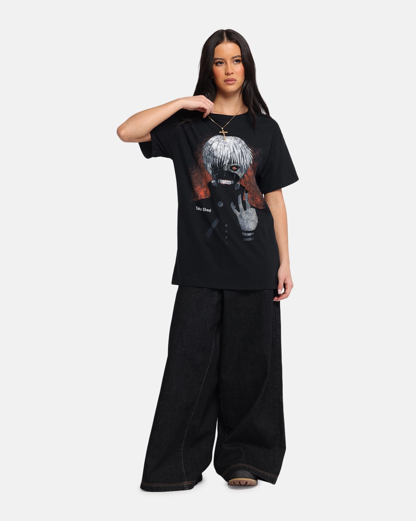 Movie Night windproof Goat Crew X Tokyo Ghoul Kaneki T-Shirt Black