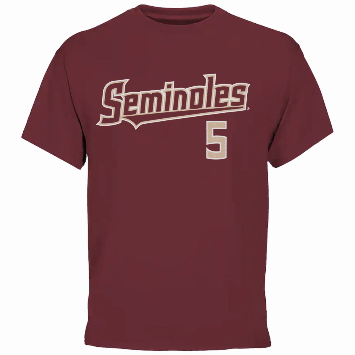 Retro Brand Adult/Unisex Seminoles Wyatt Crowell #5 Short Sleeve T-shirt - Garnet UV Protective Fabric