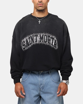 Durable AbrasionResistant Panels Waist Belt Saint Morta Spray Logo Crewneck Black