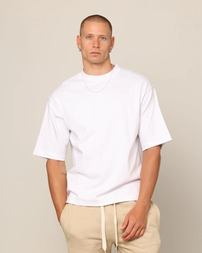 Fresh Style Simple and Cozy Carr?? Blanc Boxy T-Shirt White