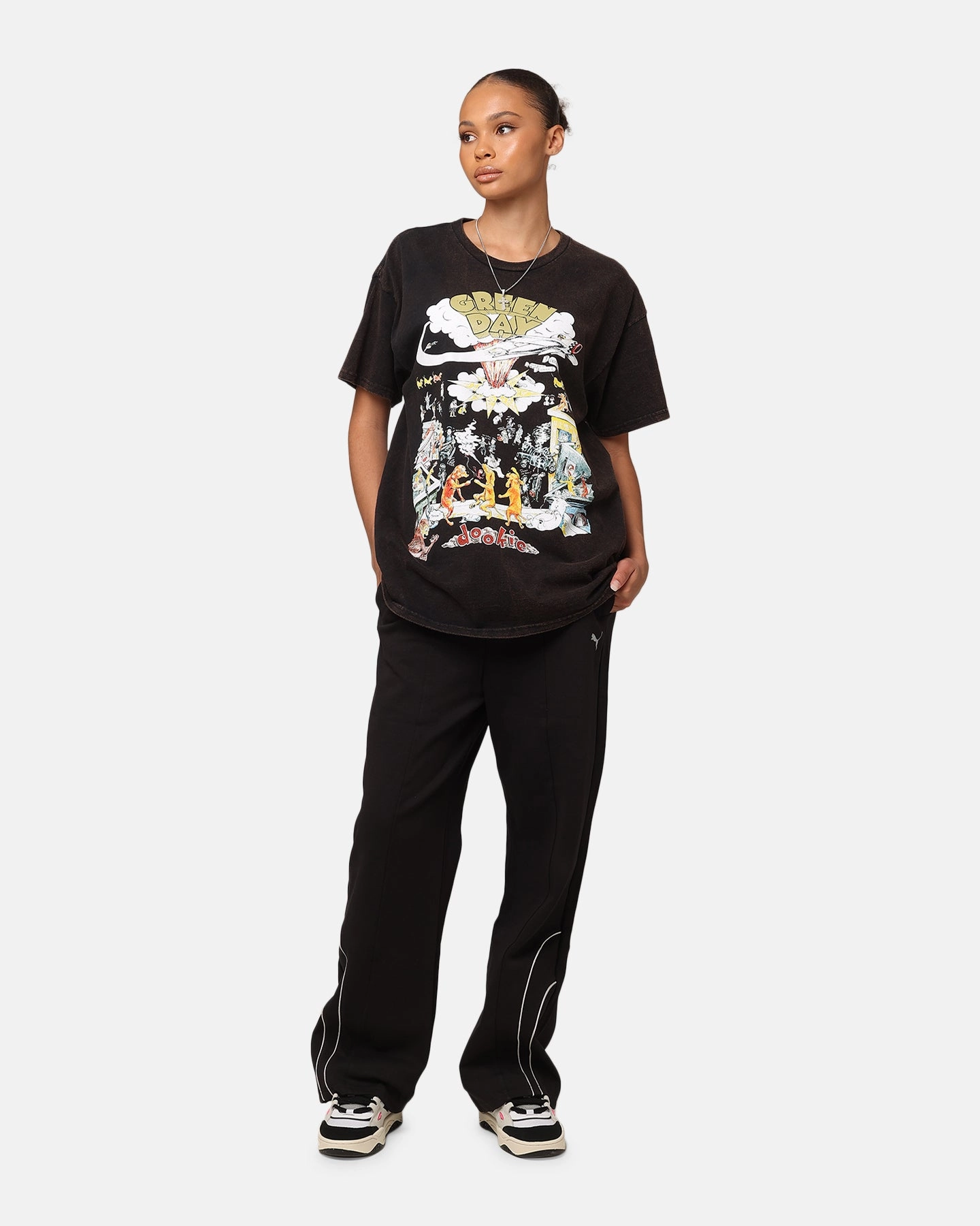 Modern Comfort Style Embroidered Green Day Dookie Vintage T-Shirt Black Vintage