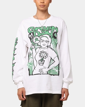 Green Day Kerplunk Long Sleeve T-Shirt White Curved Hemline