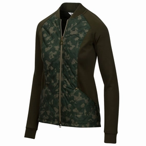 Greg Norman Elite Quilted Cire Full Zip Golf Jacket Loden - FW19 Women clean design RubberizedButtonClosures