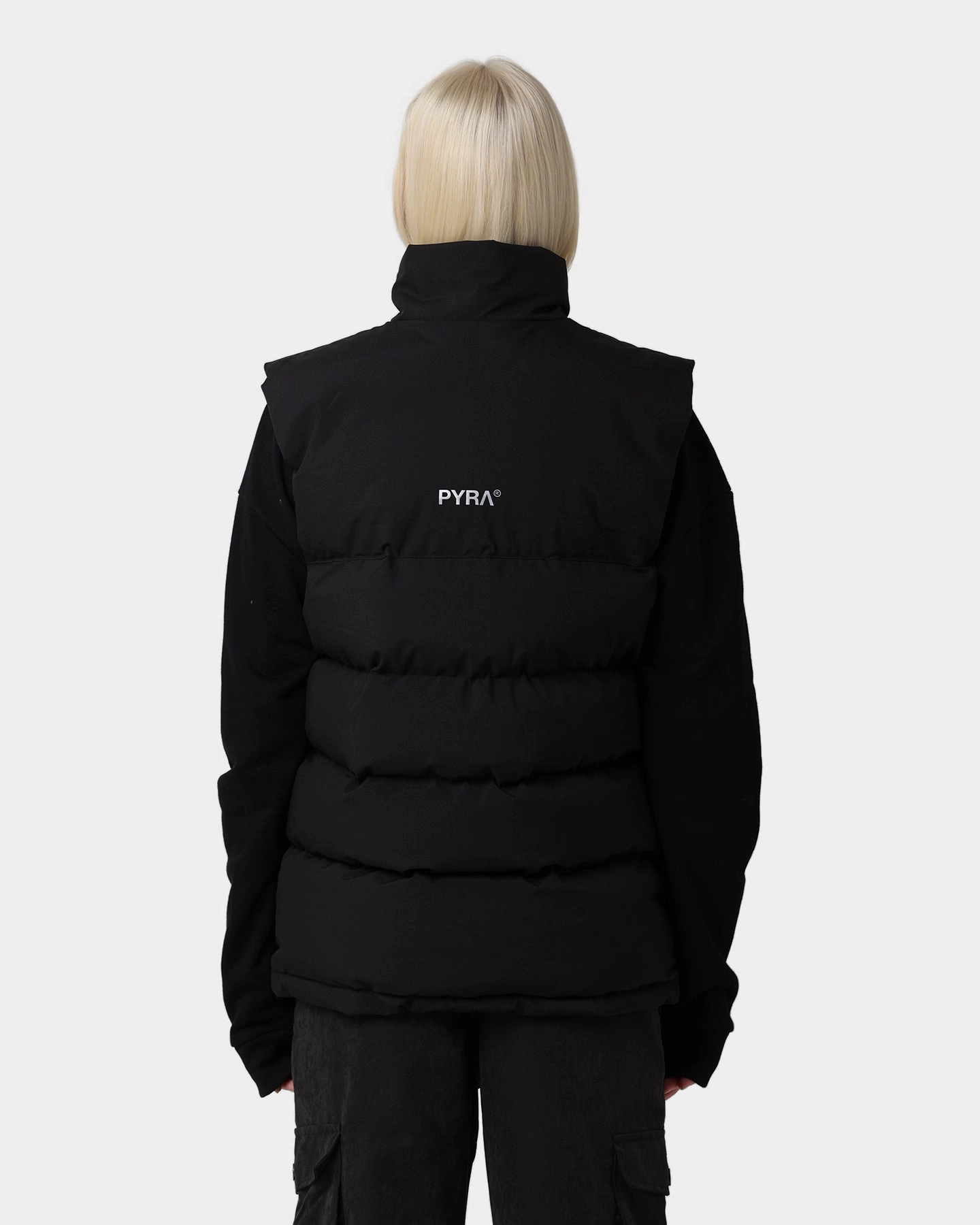 PYRA Sleeveless Puffa Vest Black Brand Name
