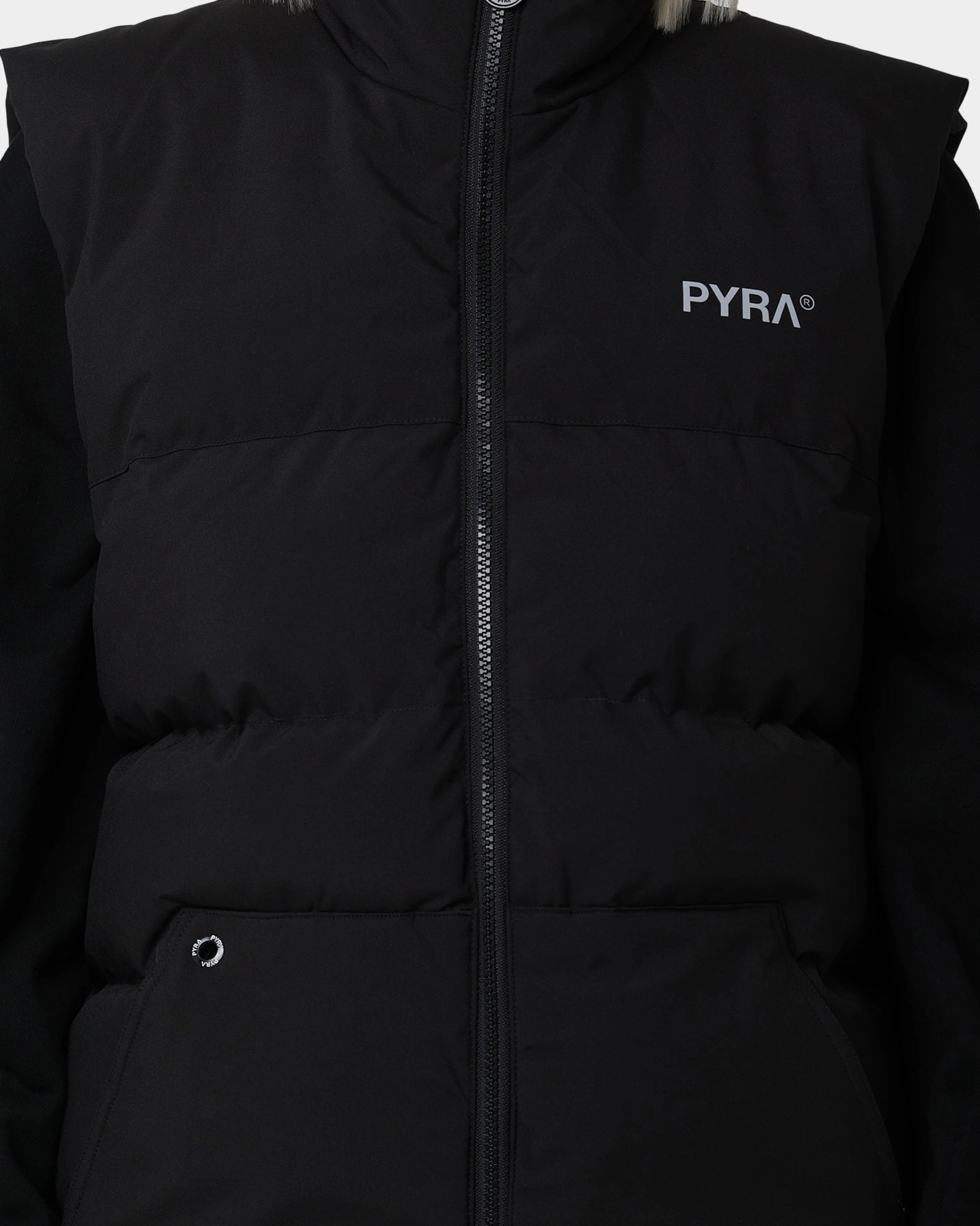 Animal Print PYRA Sleeveless Puffa Vest Black