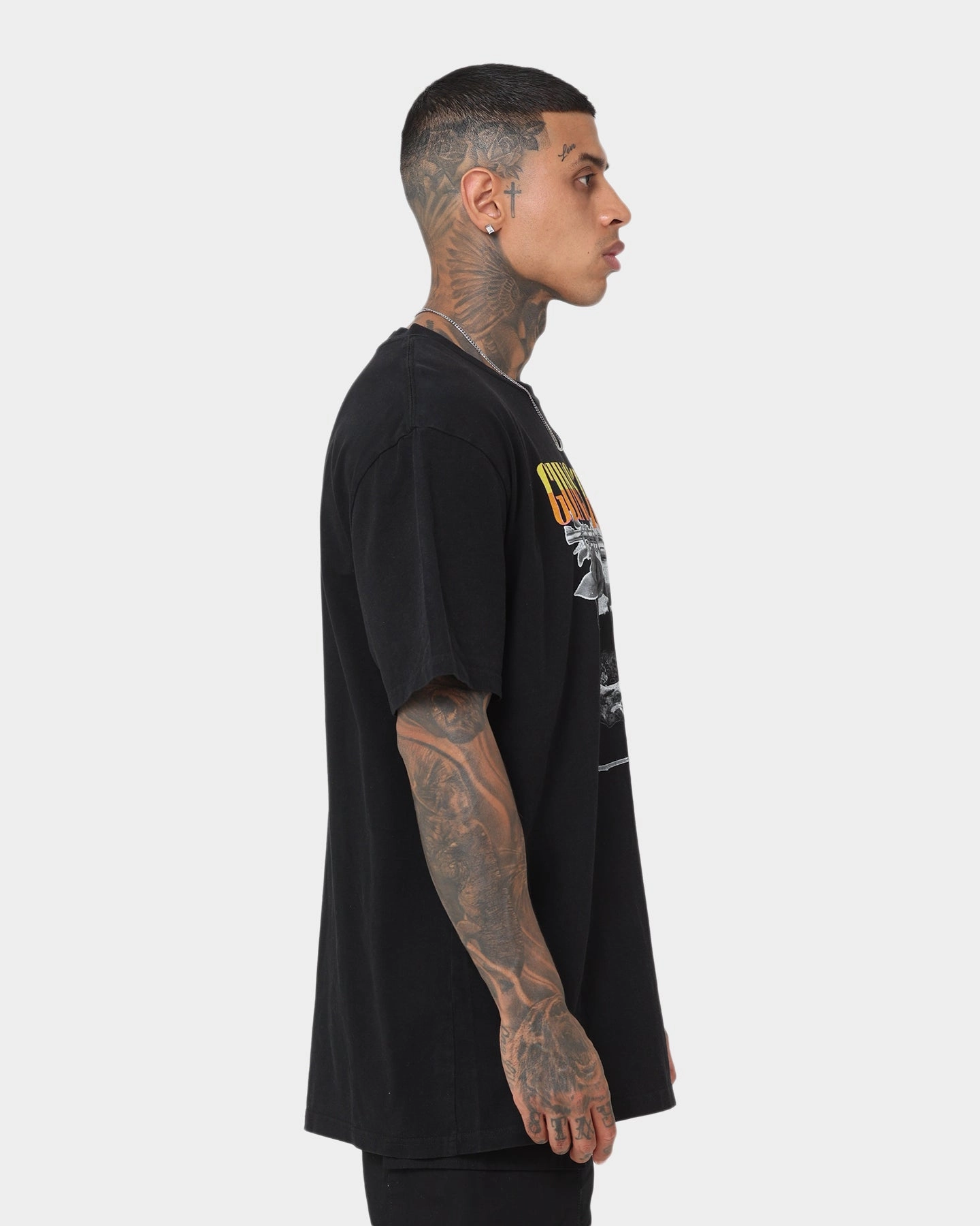 Gun N Roses Skull Split Vintage T-Shirt Washed Black Comfy Look