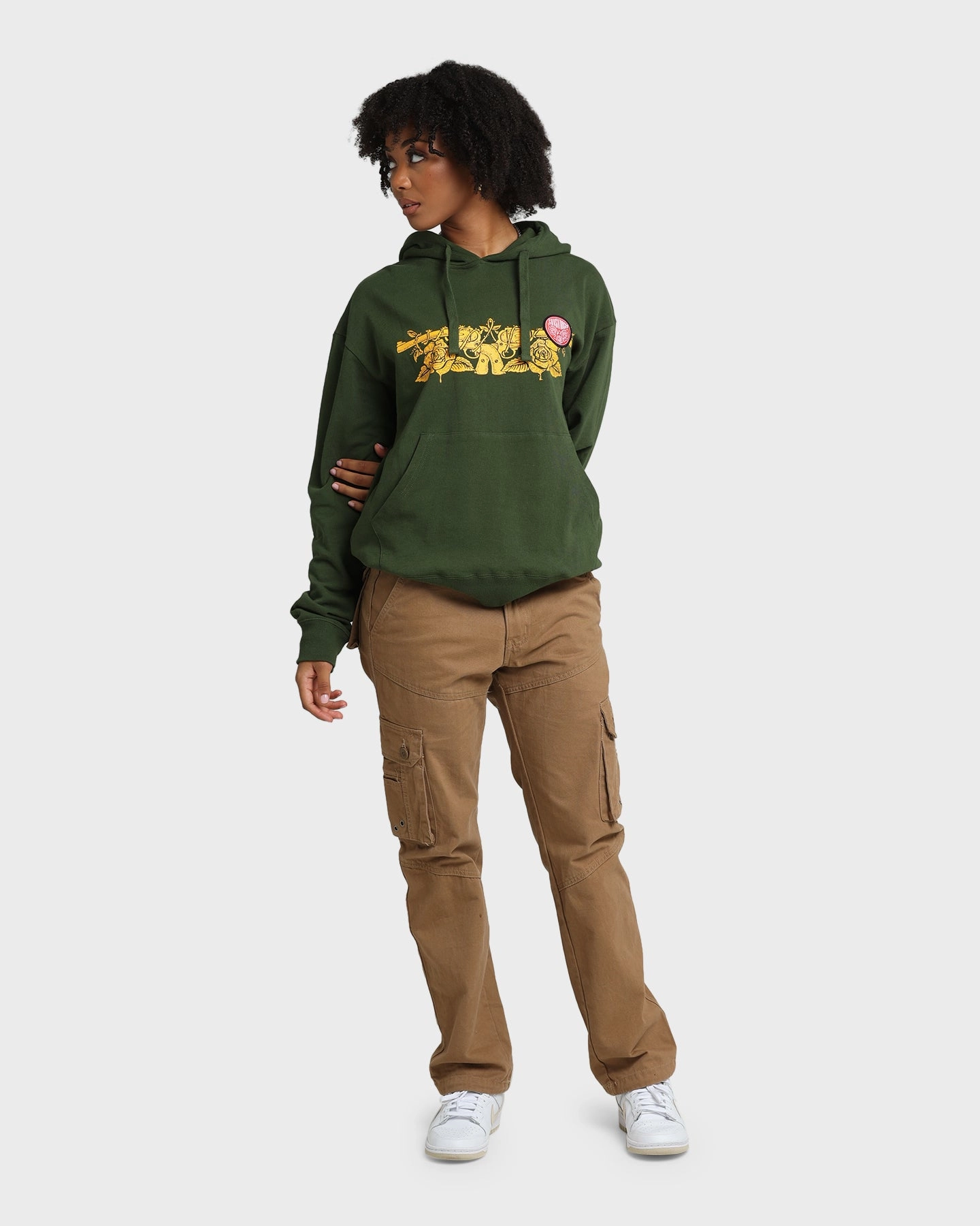 Wind Resistant Design Guns N Roses Gun Logo Hoodie Forest Green