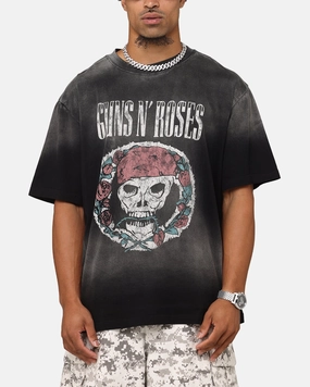 Guns N Roses LA Roses Vintage T-Shirt Washed Black Ribbed Neckline Luxury exclusivity
