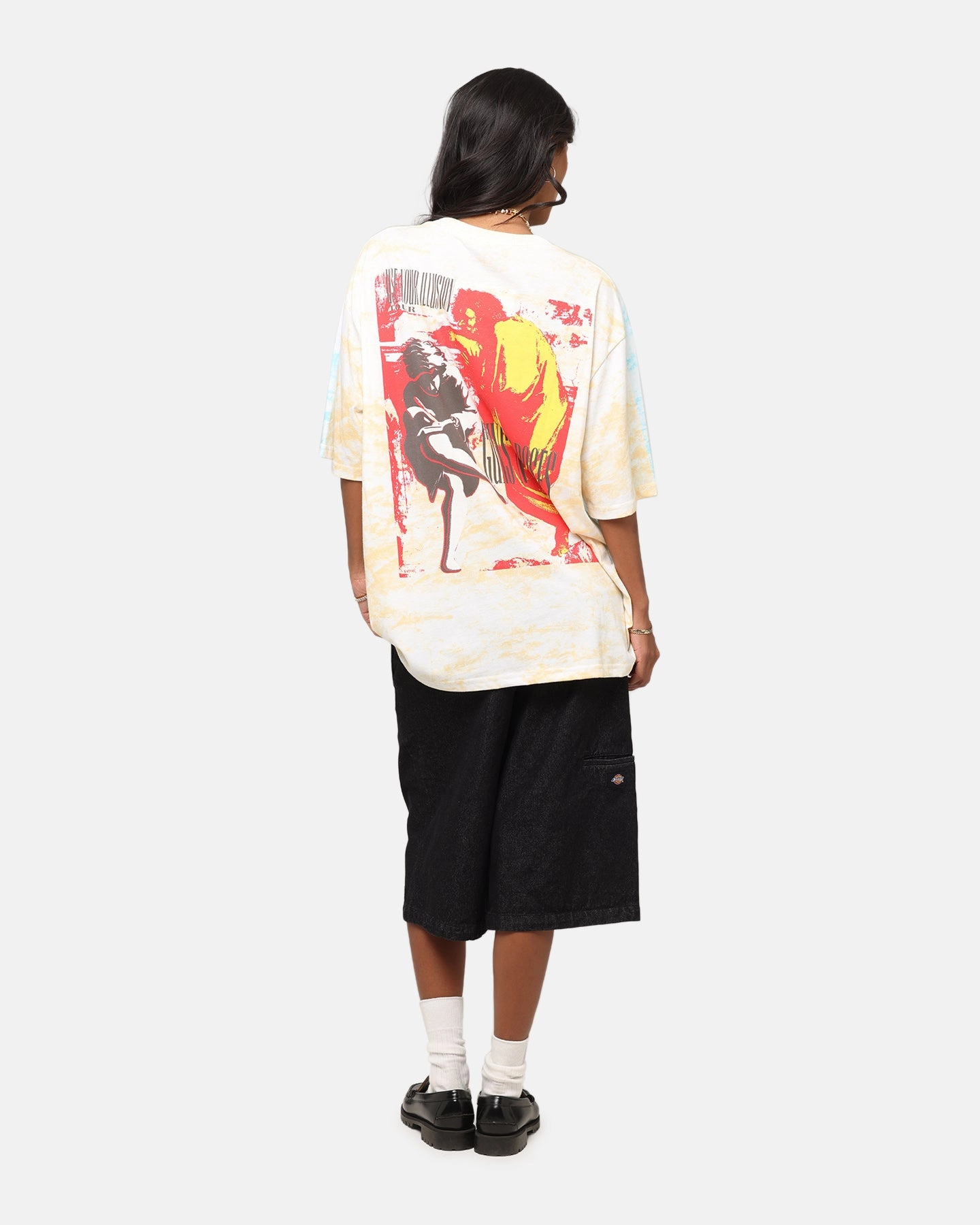 Fun Prints Guns N Roses Roses All Over T-Shirt Washed White