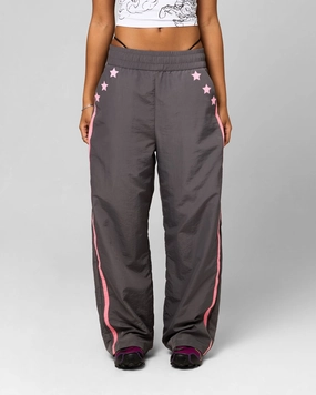 Moisture Wicking Fabric Ed Hardy Women's Nylon Sports Pant Grey/Pink