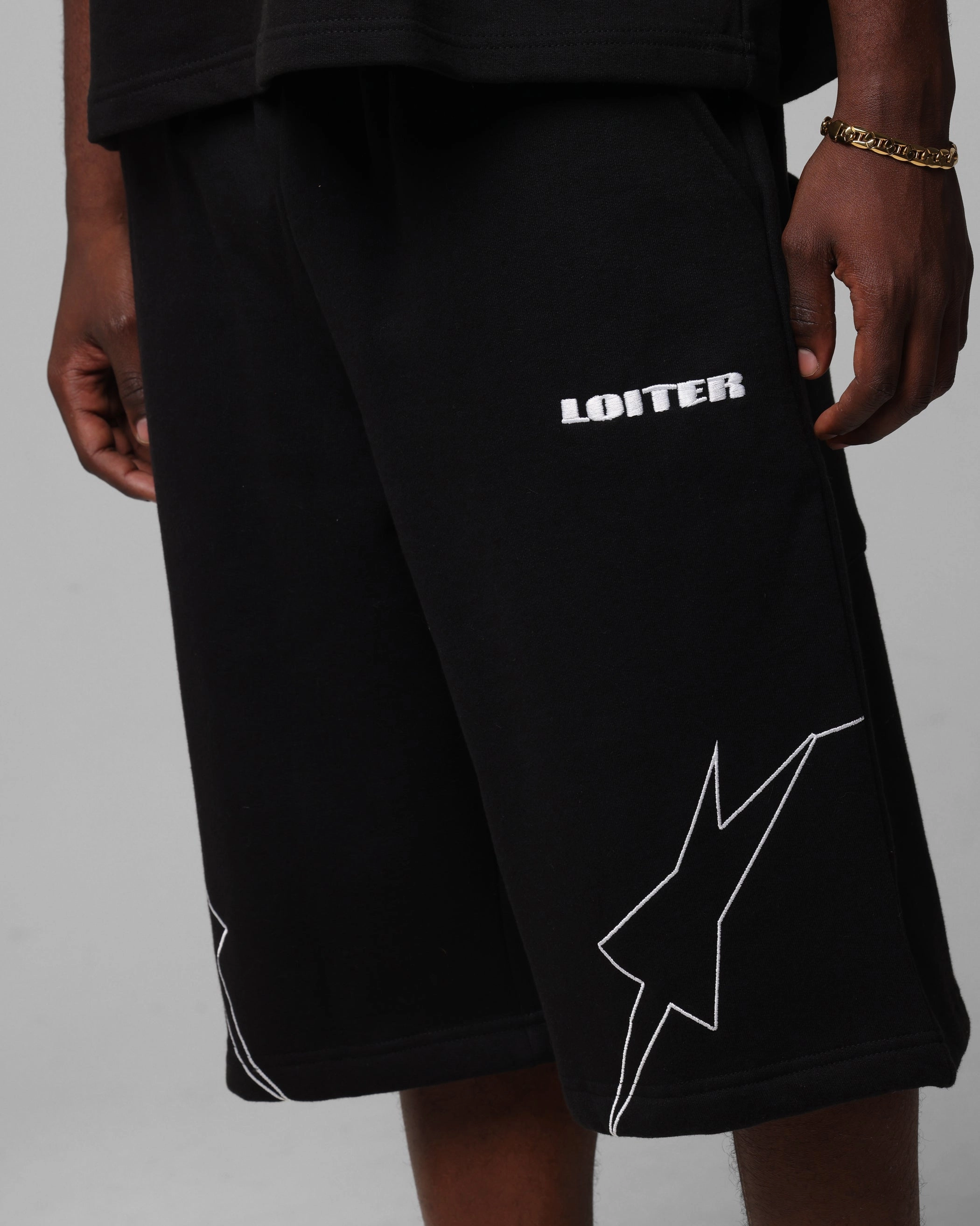 Loiter Dark Performance Fleece Shorts Black Ergonomic Pattern Cutting Hot Day