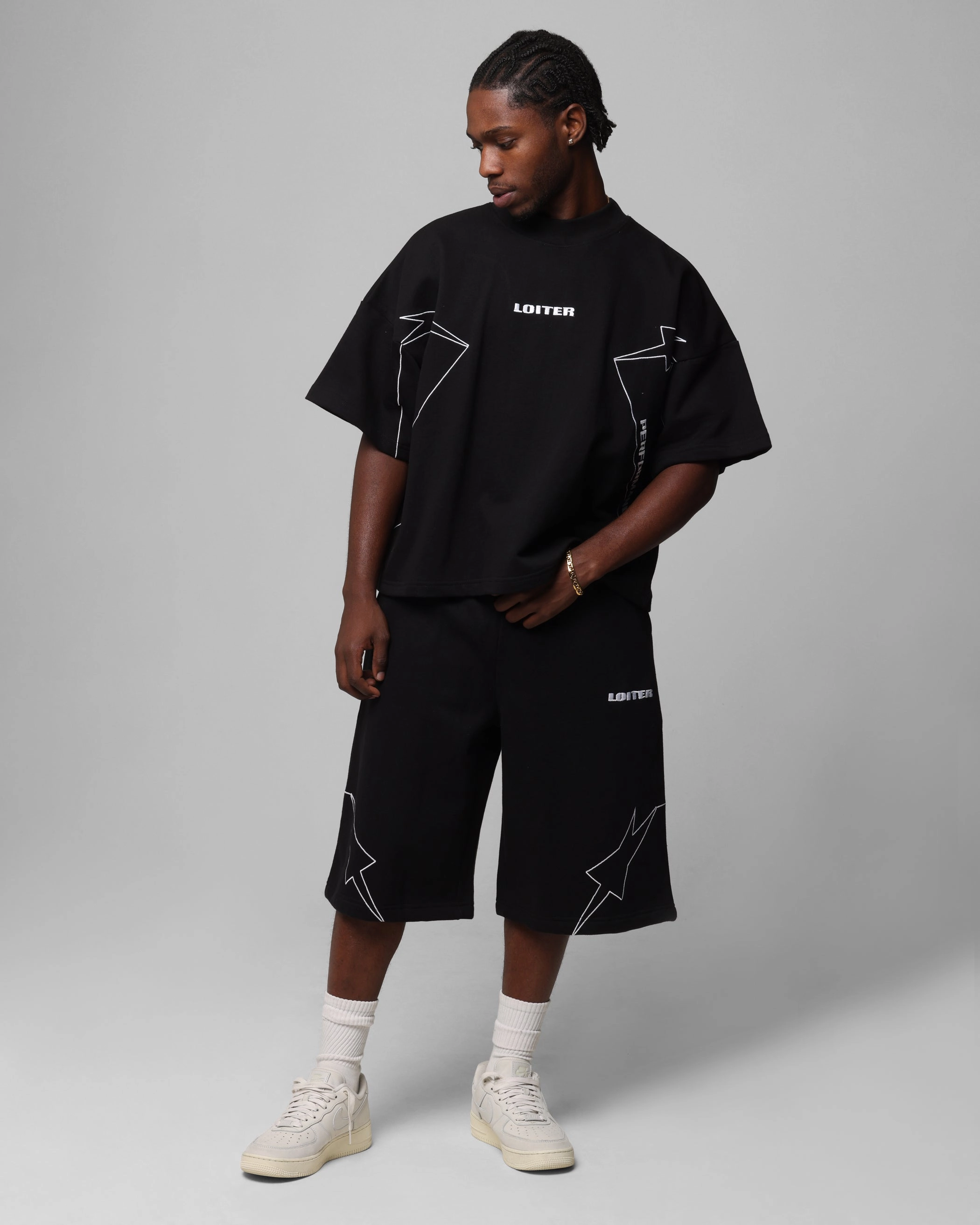 Loiter Dark Performance Fleece Shorts Black Odor Control Technology Bold colors
