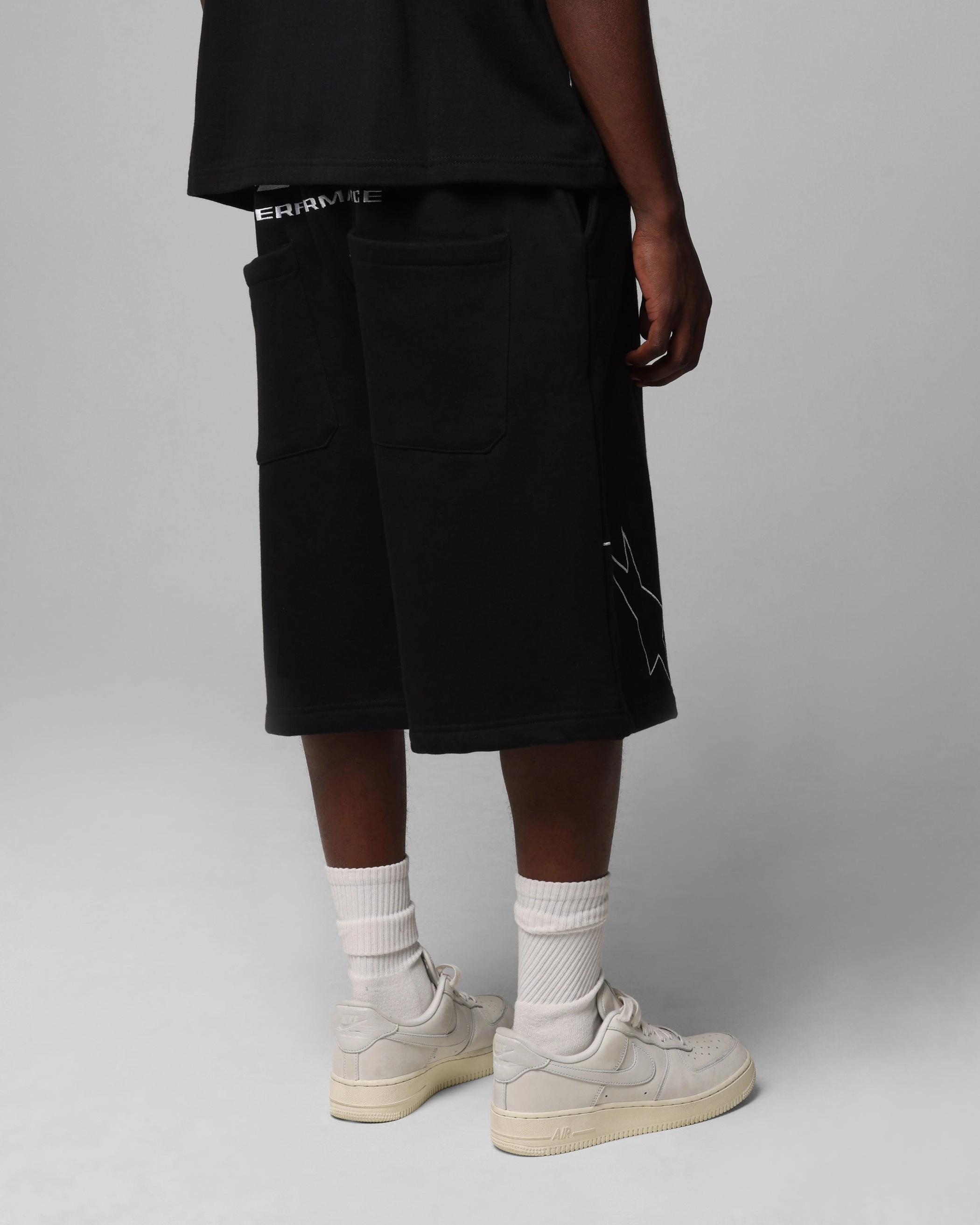 Loiter Dark Performance Fleece Shorts Black High-waisted cheering section