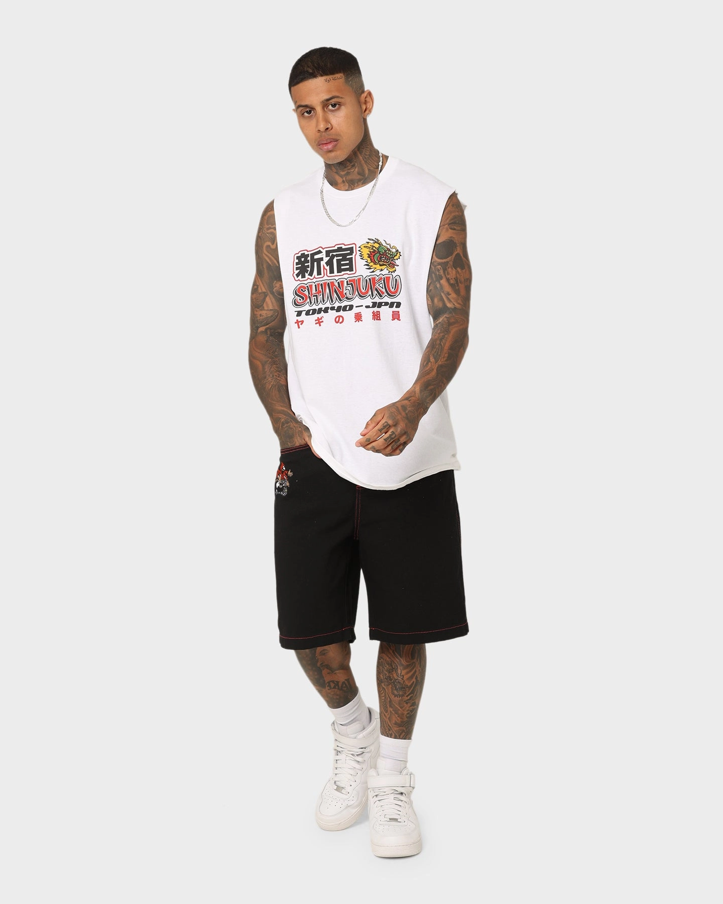 Outdoor Style Trend Feminine Touch Goat Crew Shinjuku Muscle T-Shirt White