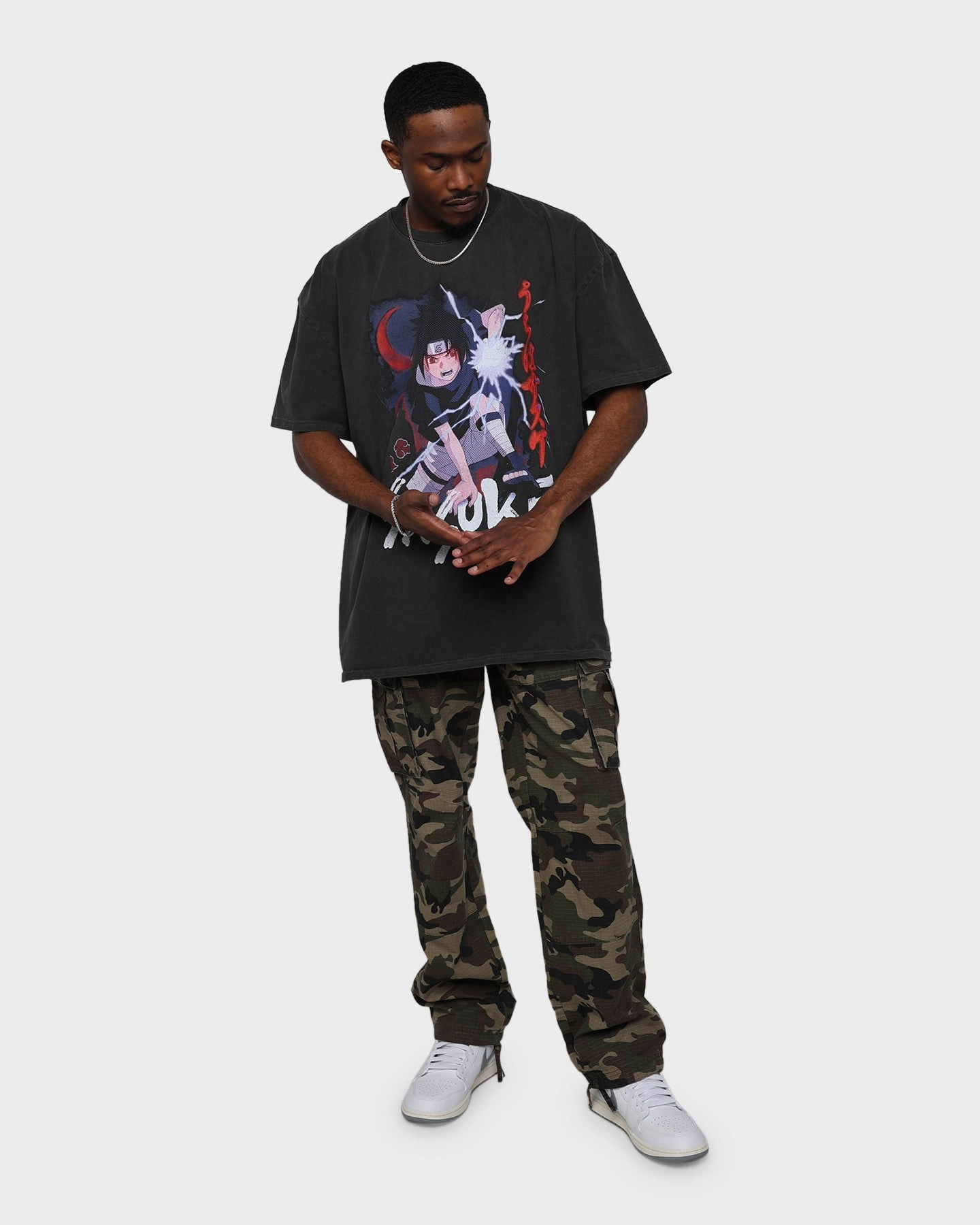 Goat Crew X Naruto Sasuke Heavyweight Vintage T-Shirt Black Wash ColorfastFabricTech Eco Certified Textile