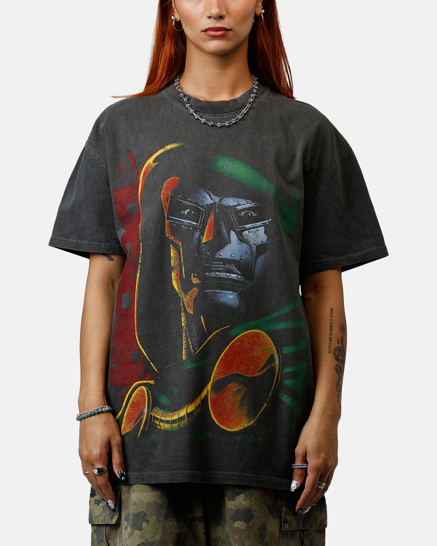 Cozy and Soft Essential Clothing American Thrift Marvel Doctor Doom Heavyweight T-Shirt Black Wash