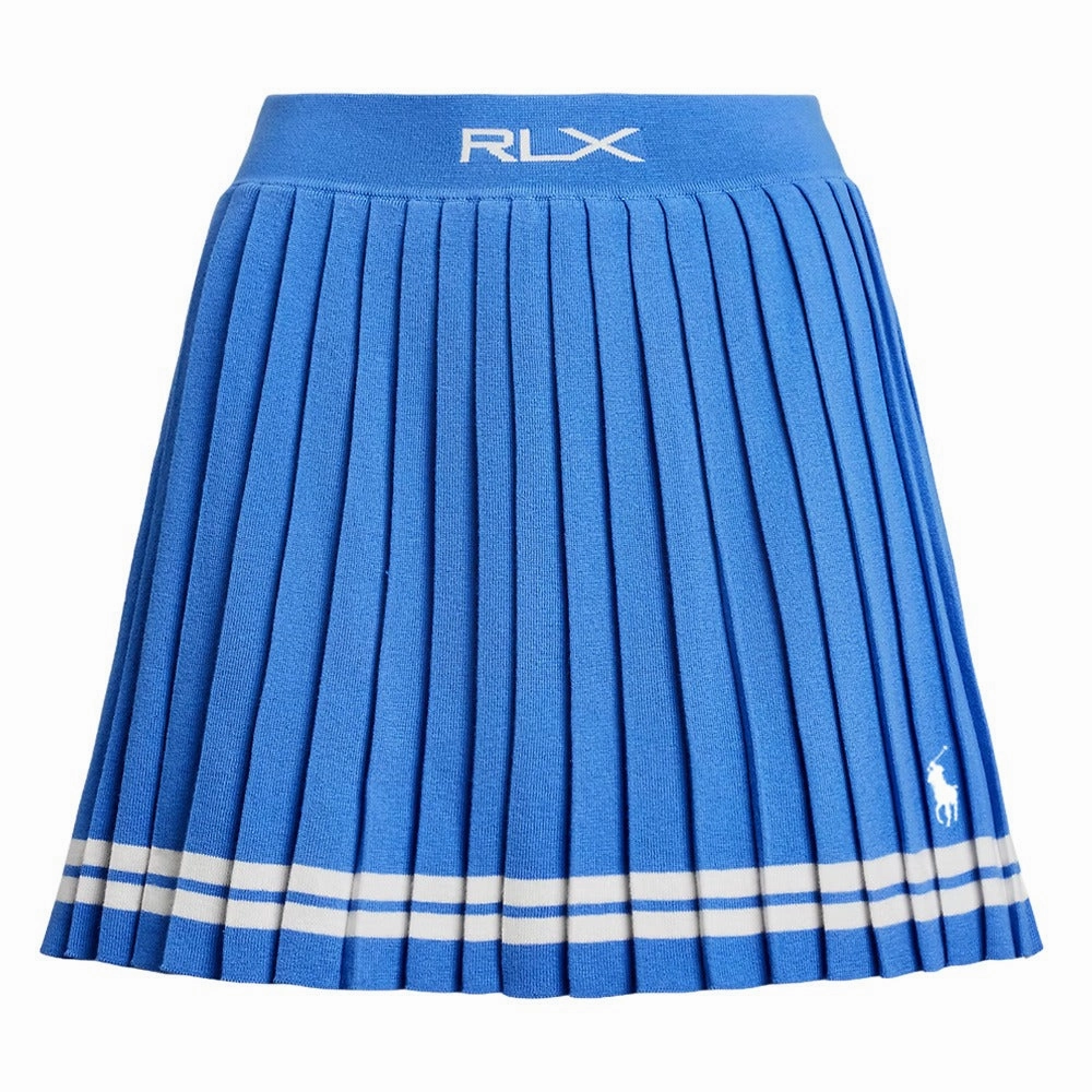Ralph Lauren Cotton Blend Pleated 16" Golf Skort Summer Blue/Ceramic White - SP25 Women Adjustable drawstring Outfit Display