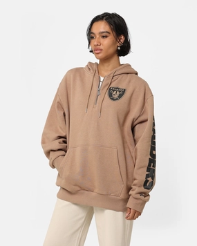Supply New Era Las Vegas Raiders Quarter Zip Sleeve Script Hoodie Khaki/Black