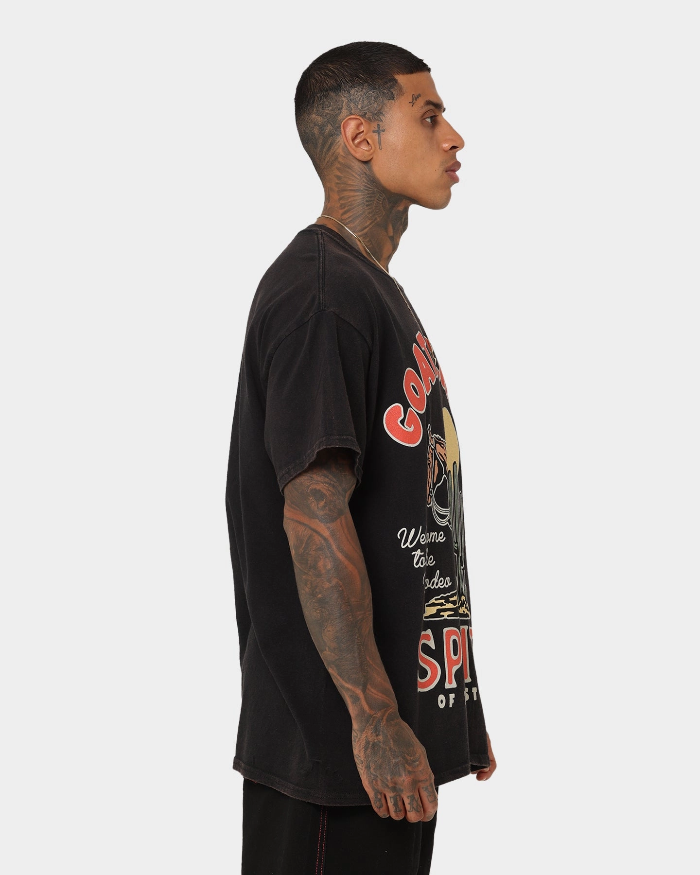 Goat Crew GC Spirit Vintage T-Shirt Black Wash loose fitting Daily Style