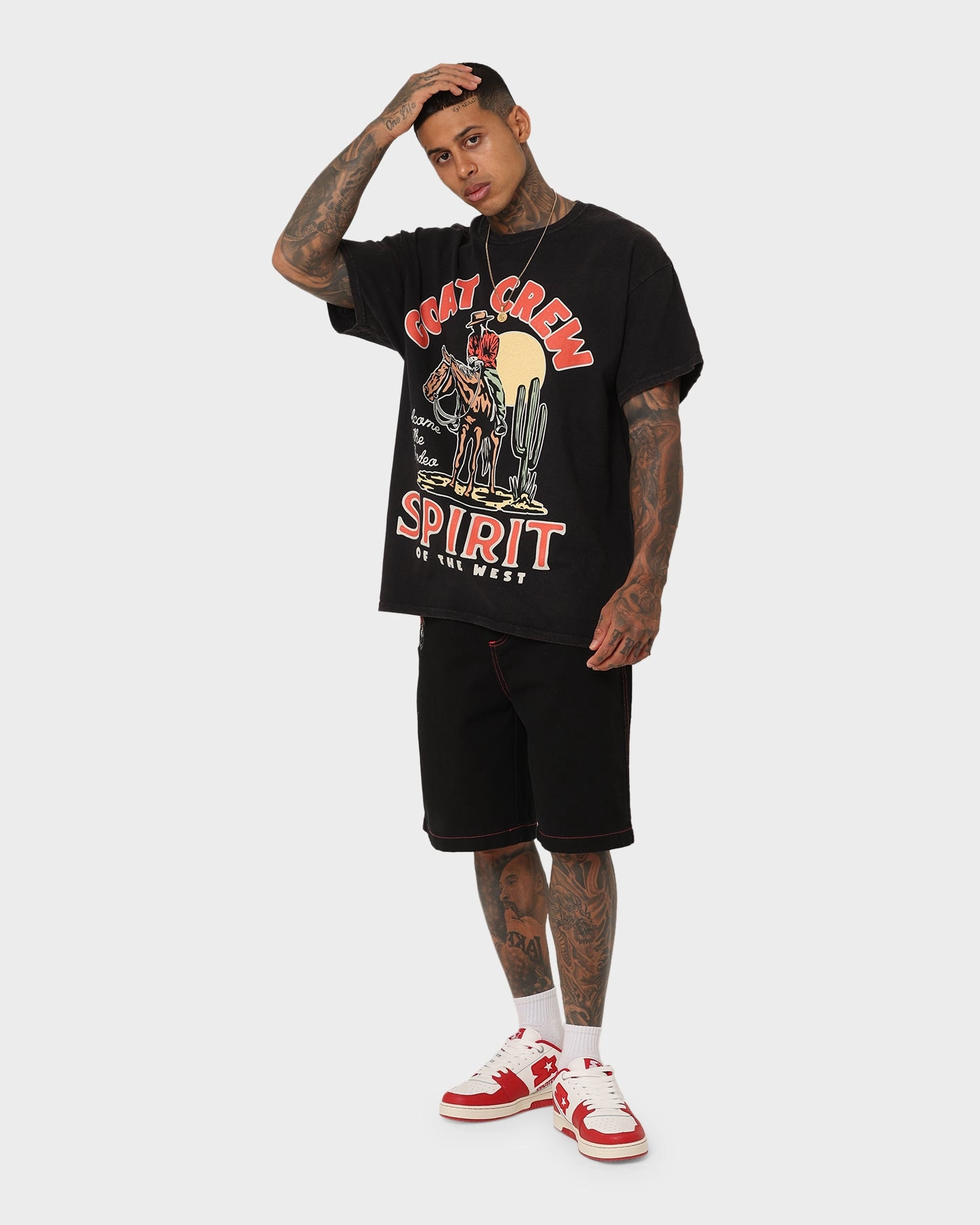 Goat Crew GC Spirit Vintage T-Shirt Black Wash Tagless Comfort Casual Layer Wear