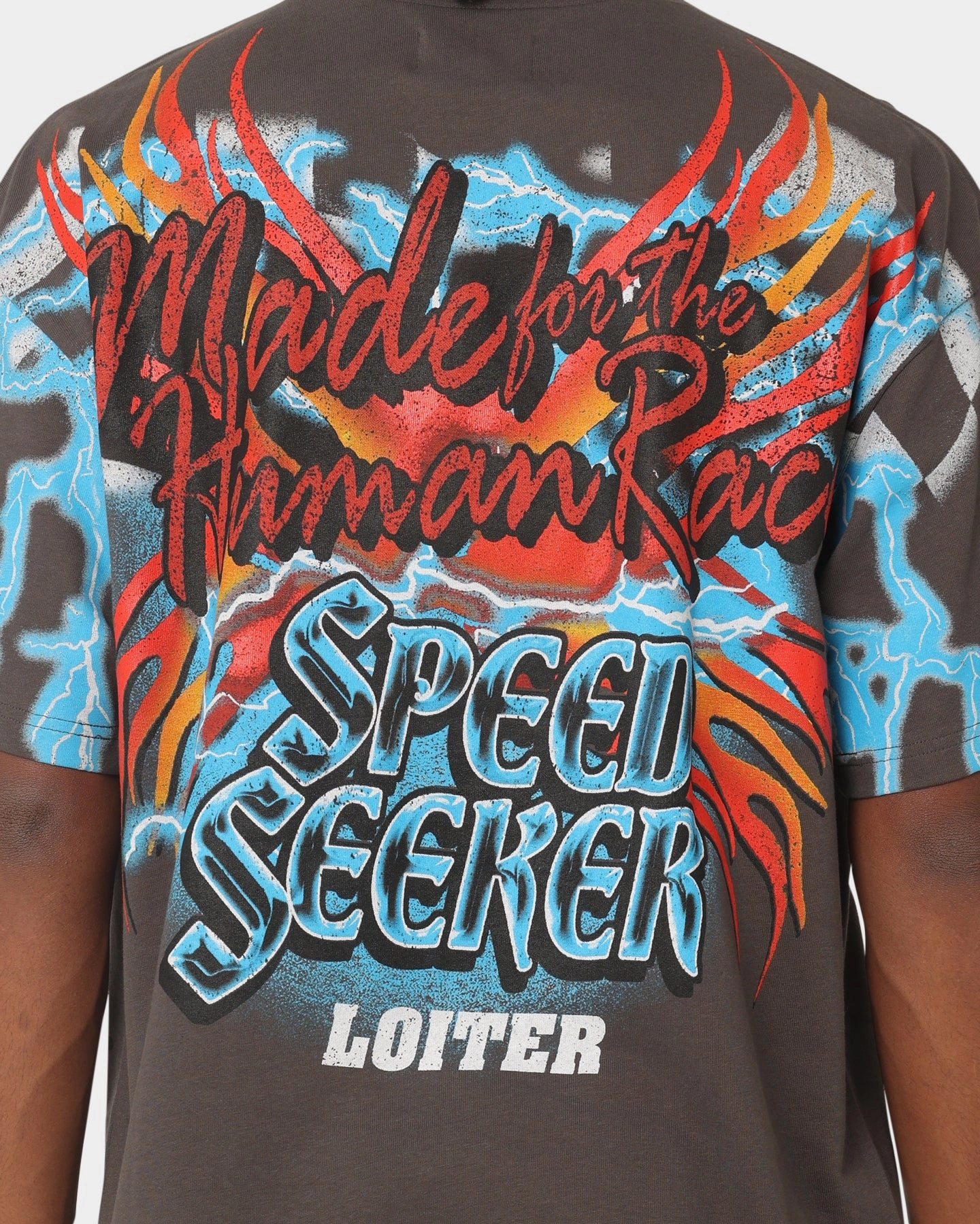 Hypoallergenic fabric Polka Dot Pattern Loiter Speed Seeker Vintage T-Shirt Charcoal