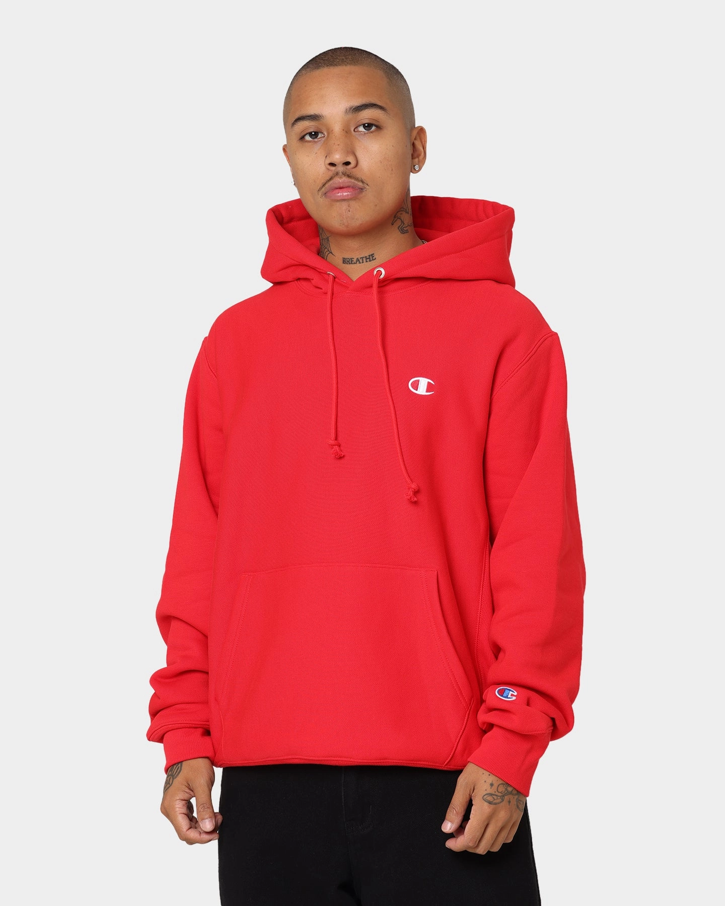 Champion Rev Weave Hoodie Red Classic Look Dynamic Muscle Support