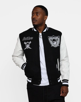 Zippered Vents Pro Standard Oakland Raiders Wool Varsity Jacket Black/White