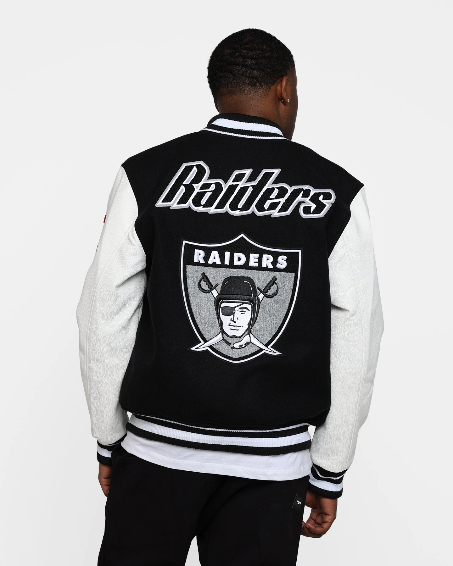 Street Edge Pro Standard Oakland Raiders Wool Varsity Jacket Black/White