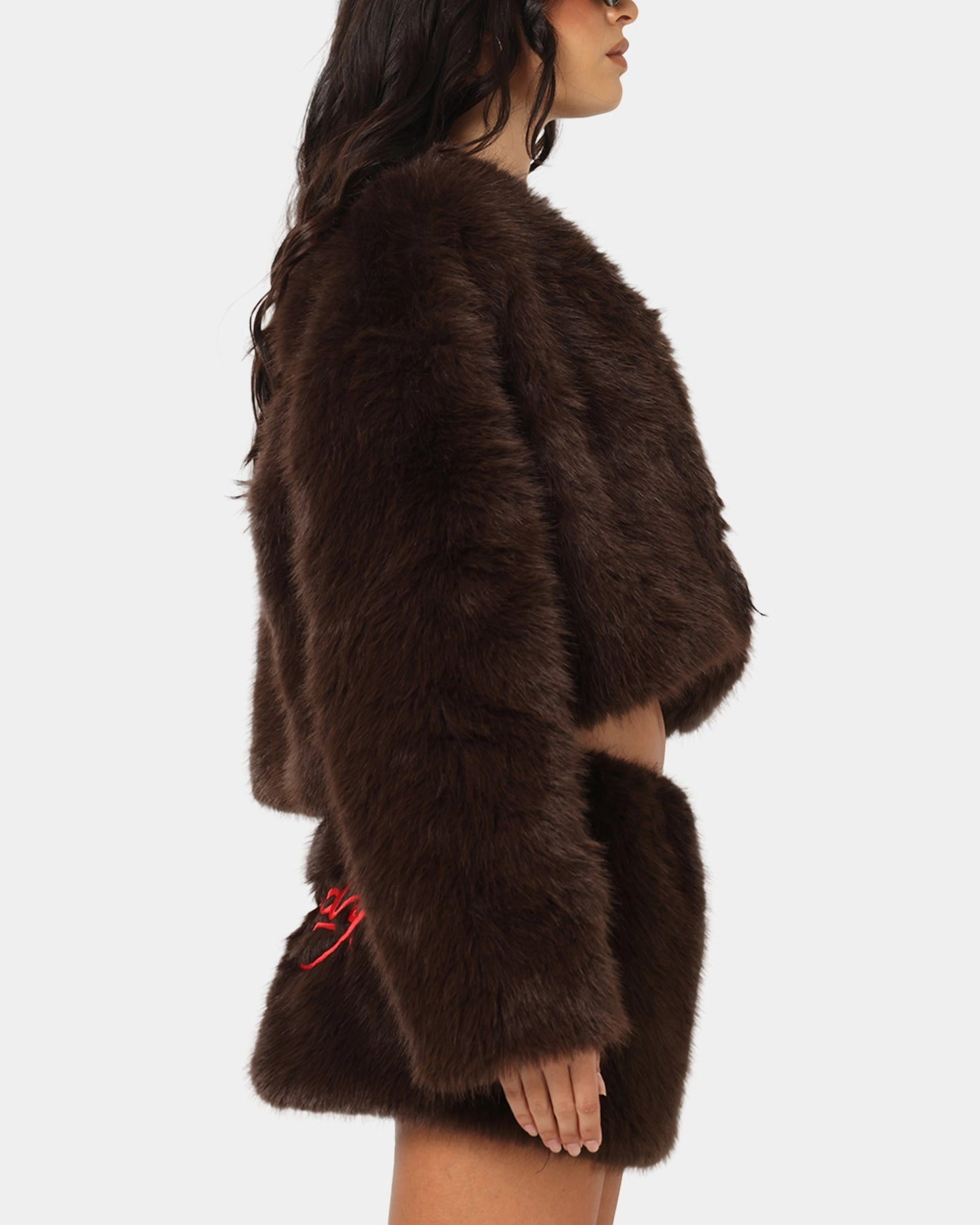 Adventure Ready Ed Hardy Women's Faux Fur Jacket Brown