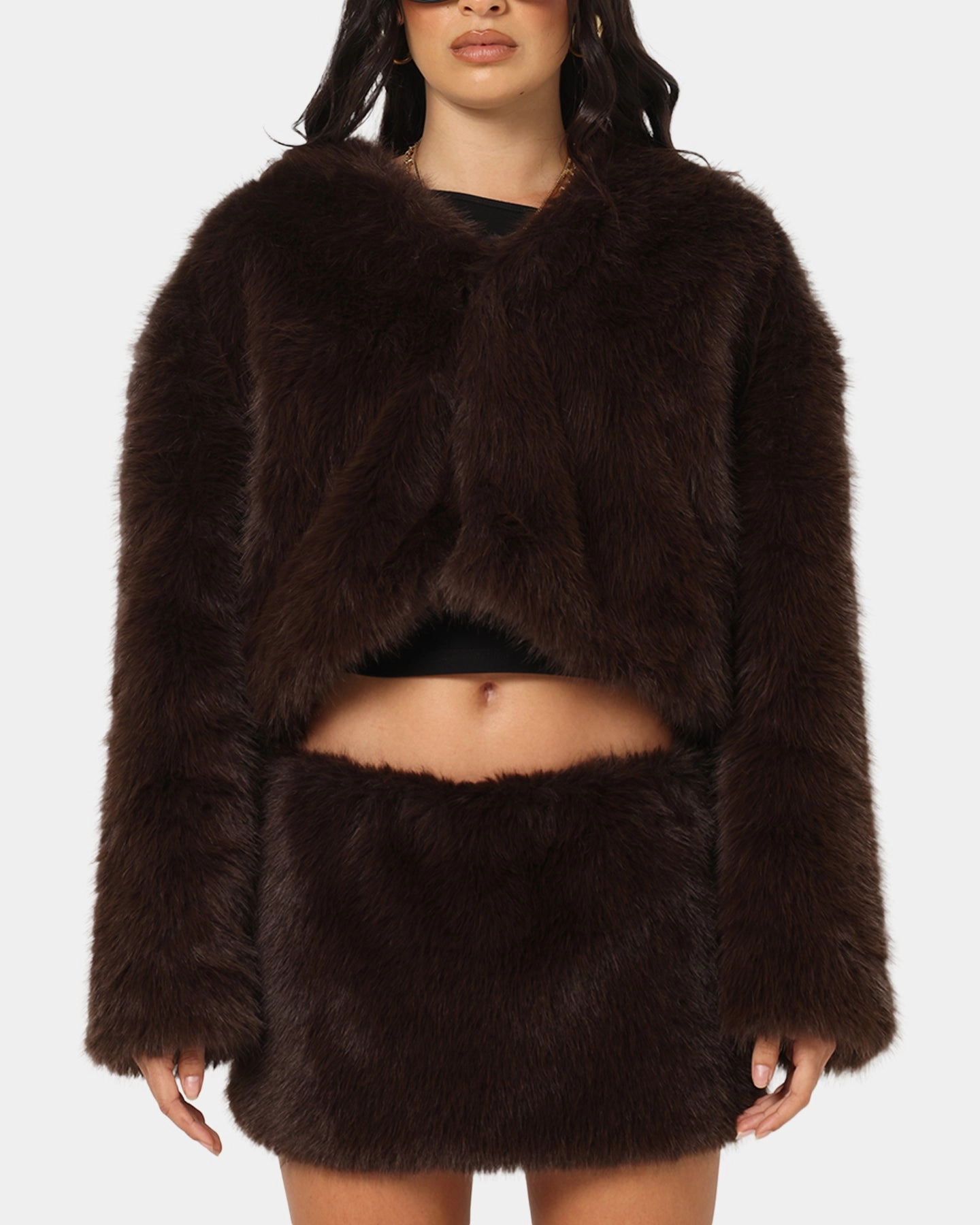 Heavy Duty Hardware Ed Hardy Women's Faux Fur Jacket Brown