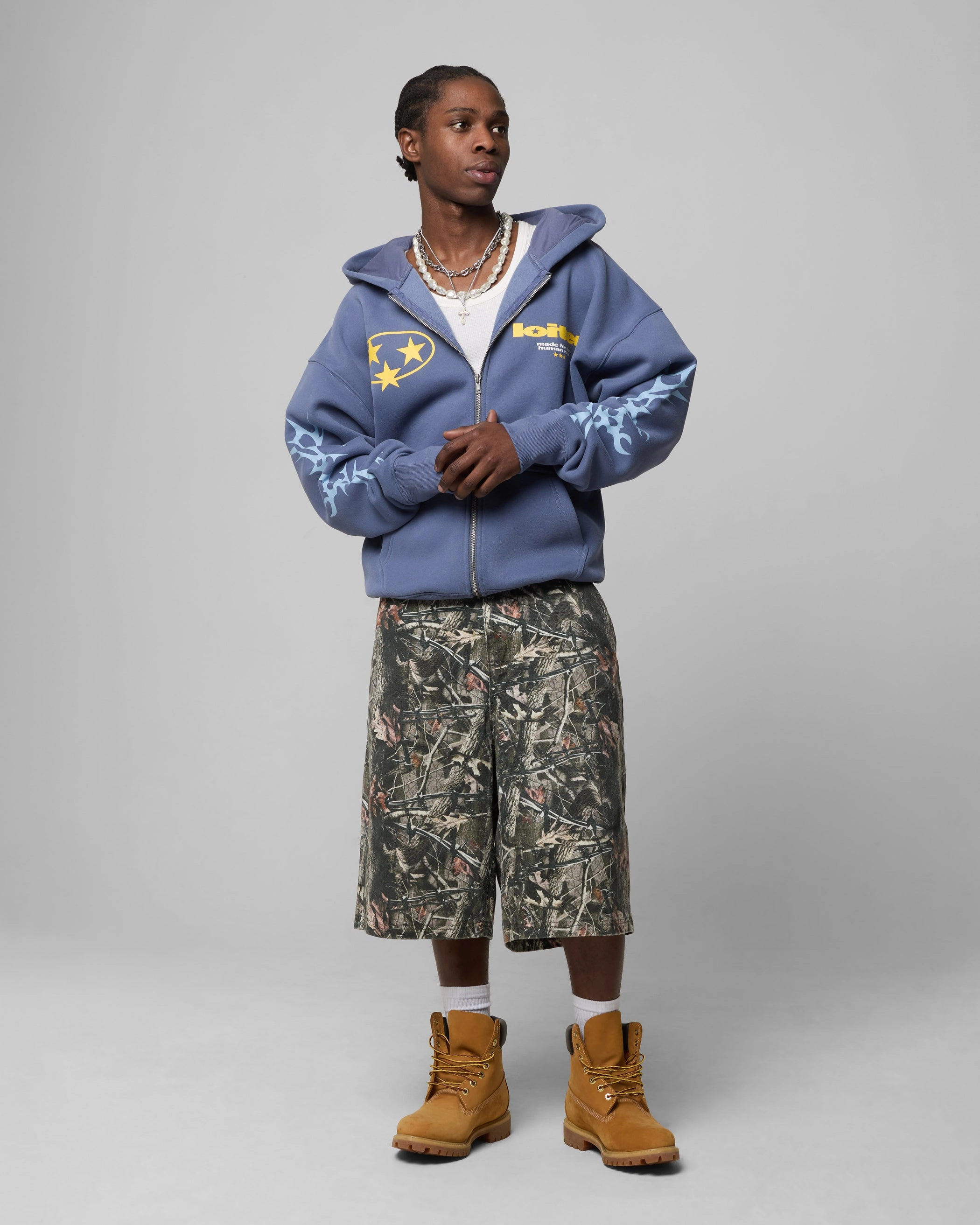 snowboarding Regular-fit Loiter Solar Zip Hoodie Blue