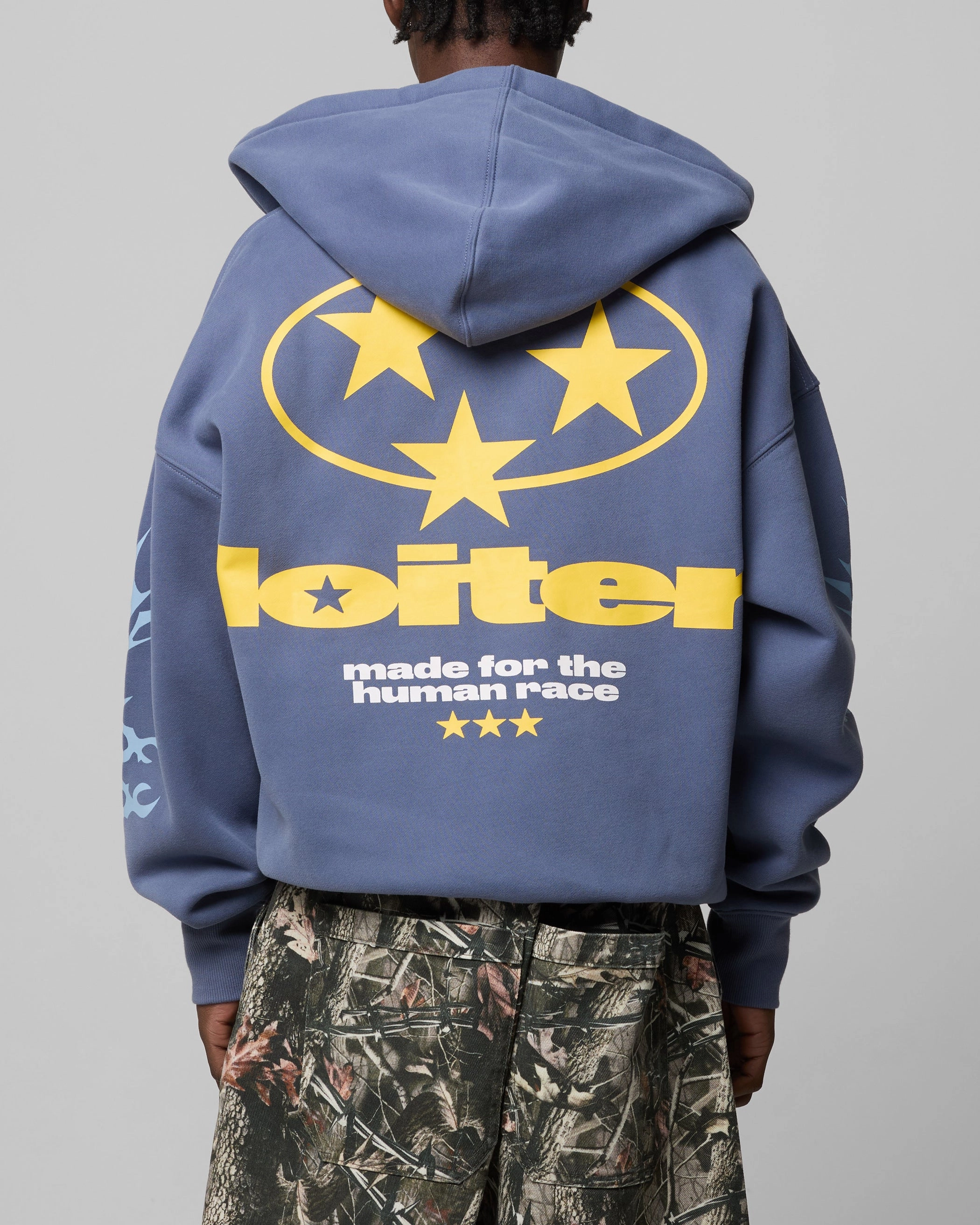 Loiter Solar Zip Hoodie Blue Double Layer Closure