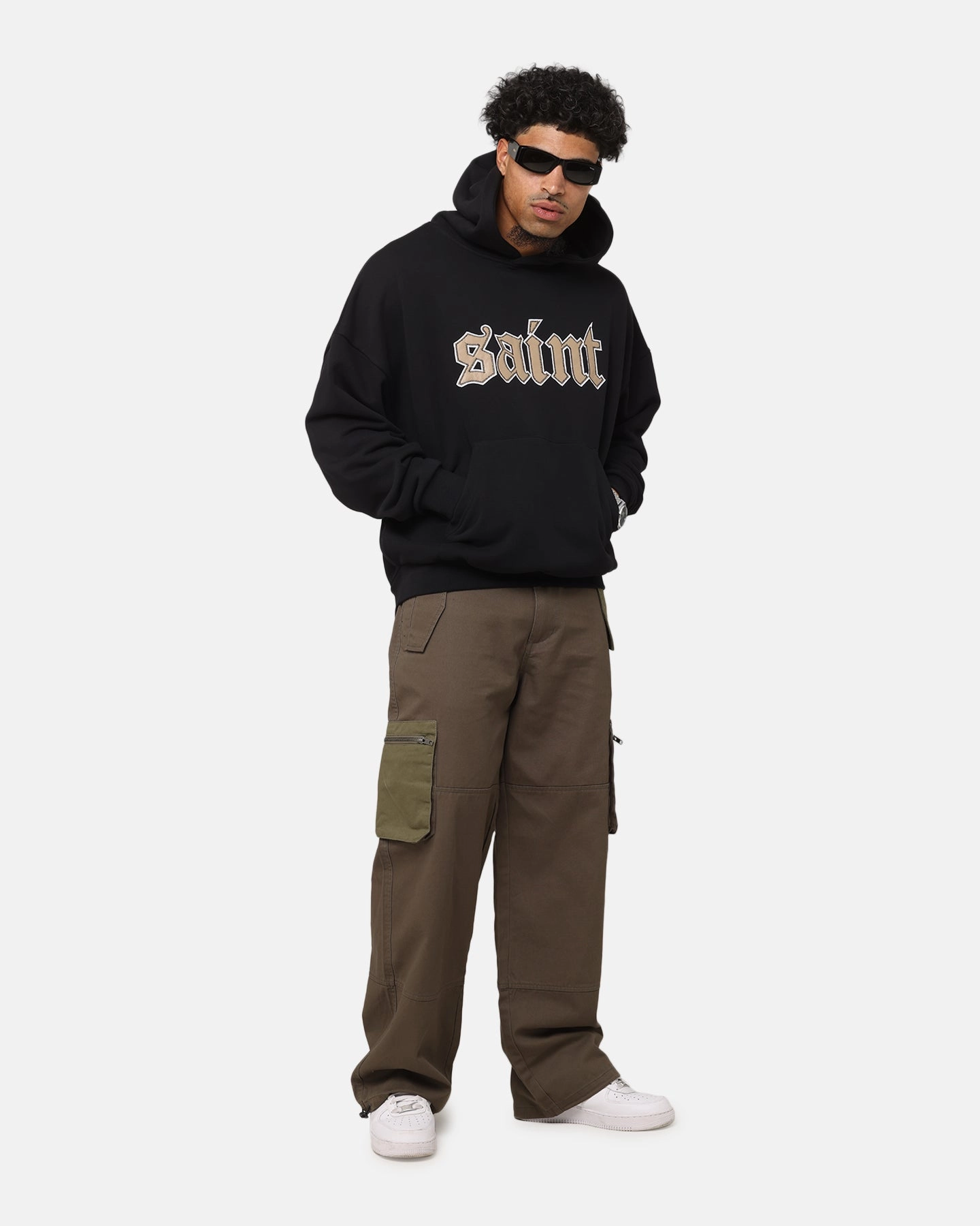 Saint Morta Cambronne Layered Boxy Hoodie Black/Stone Flexible Fit Sports Jacket