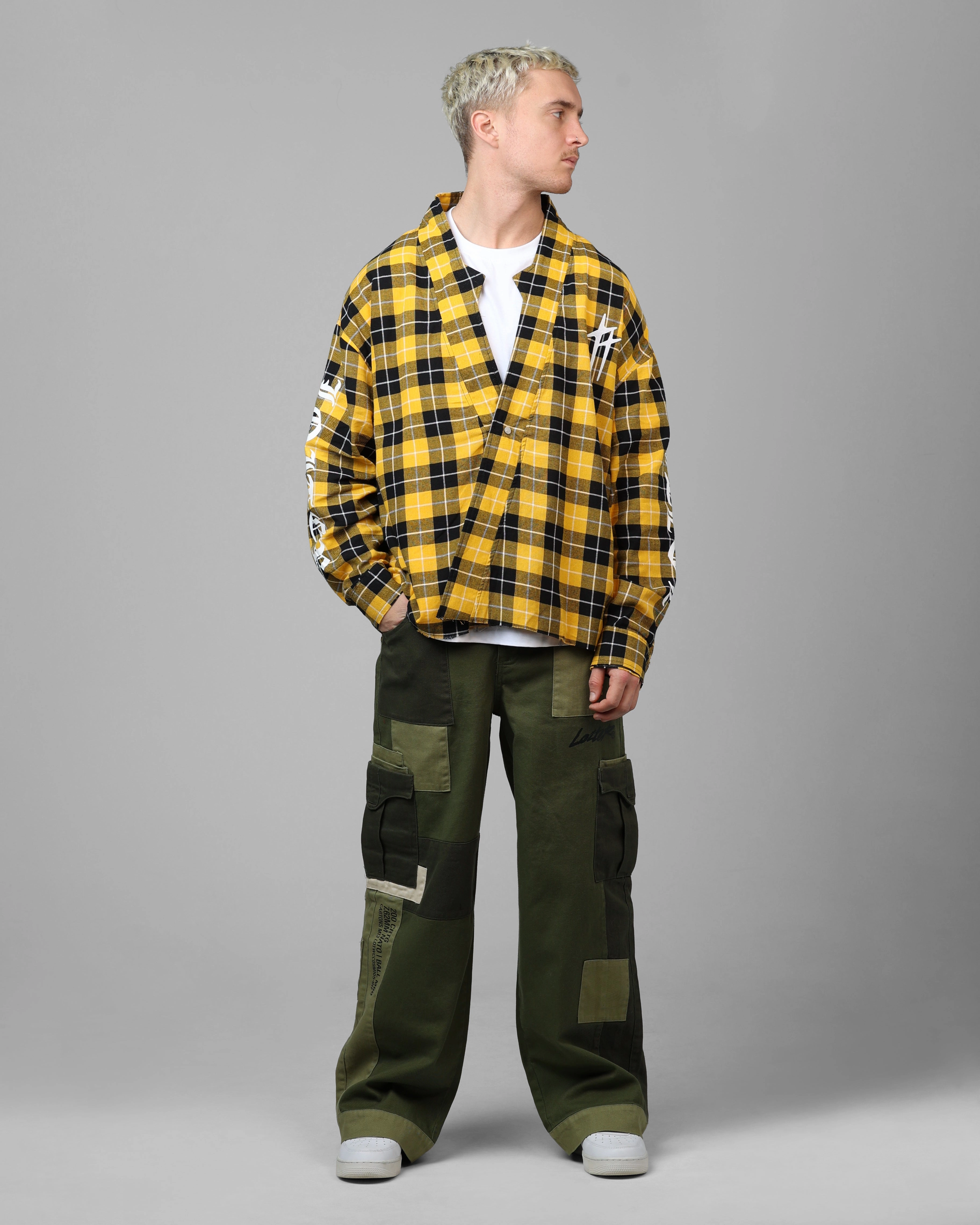 Loiter Kimono Flannel Yellow/Black Dual Layer Fabric Walk